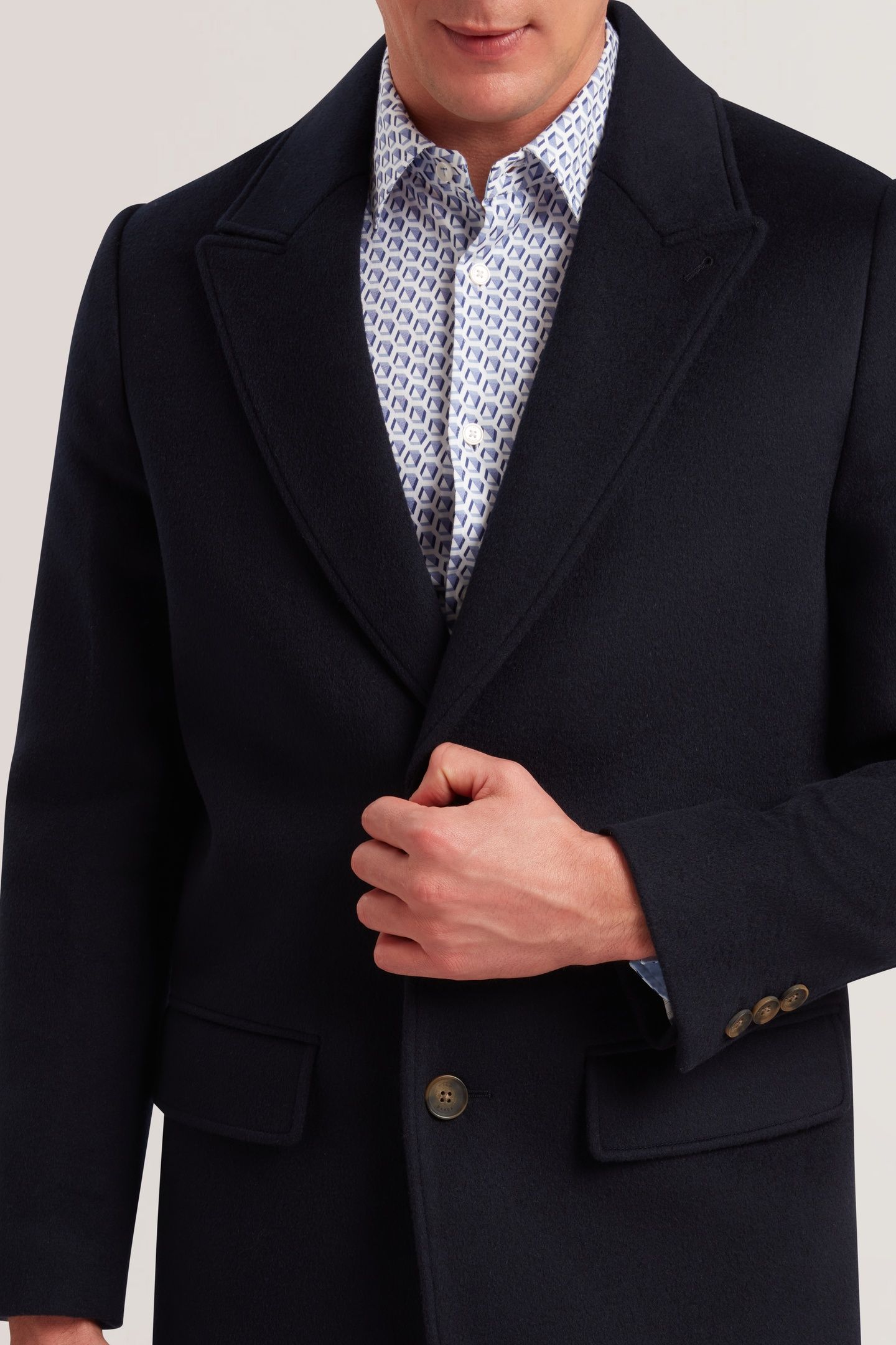 WILDING WOOL BLEND OVERCOAT NAVY 3