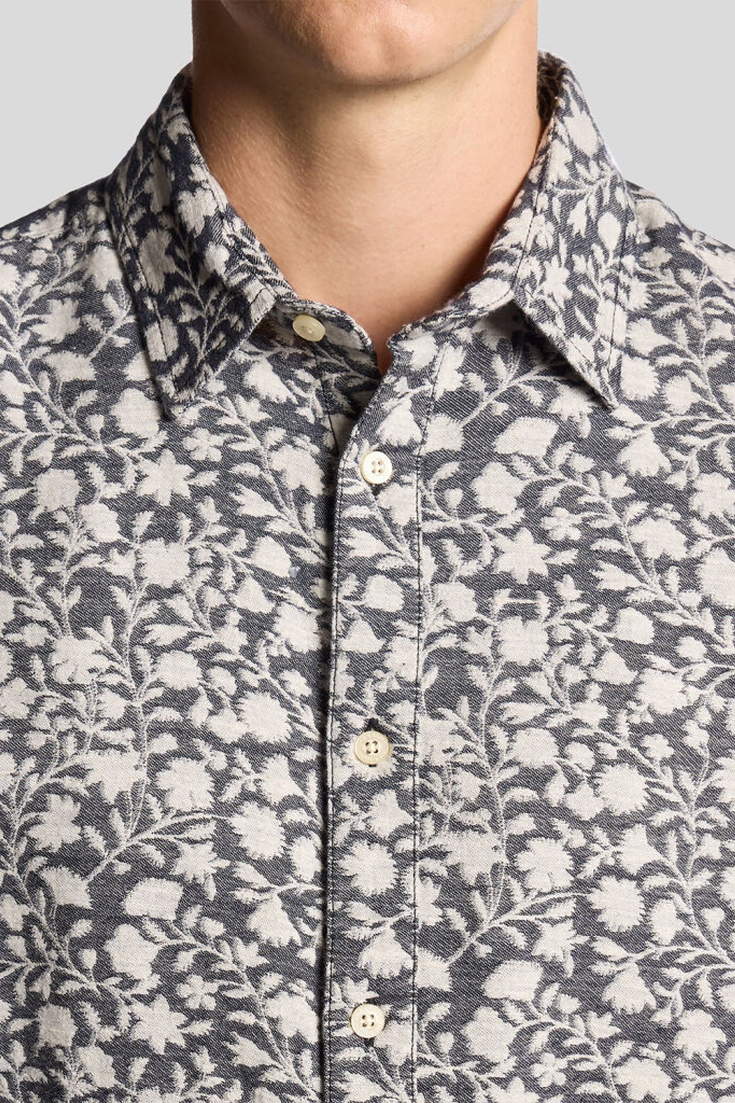 FLORAL JACQUARD SHIRT JET BLACK/WHITE 5