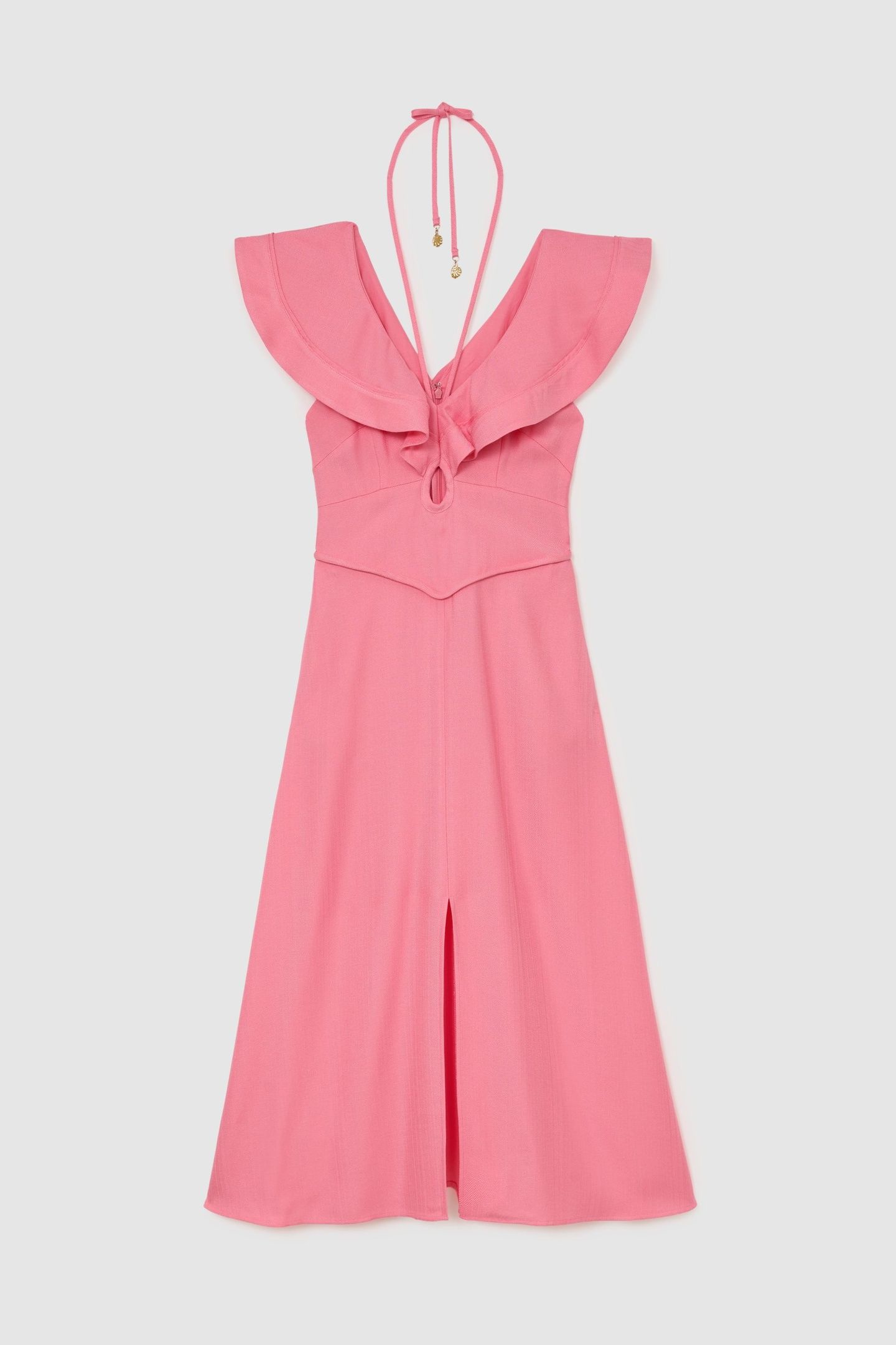 RUFFLE SLEEVE MIDI DRESS PINK 4