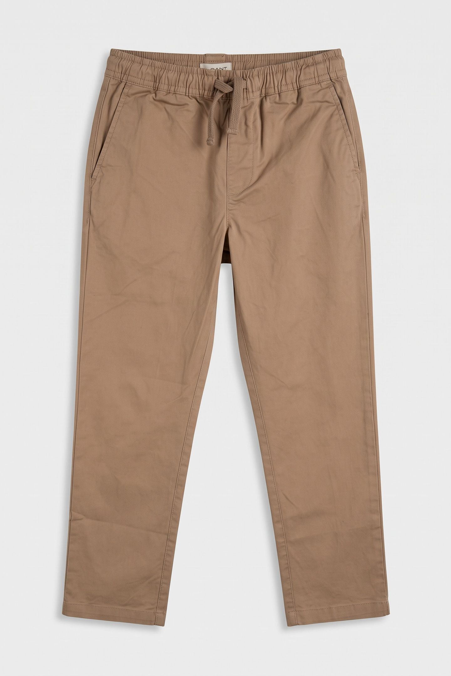 TEEN BOYS GANT CHINO DRAWSTRING TROUSER DARK KHAKI 2