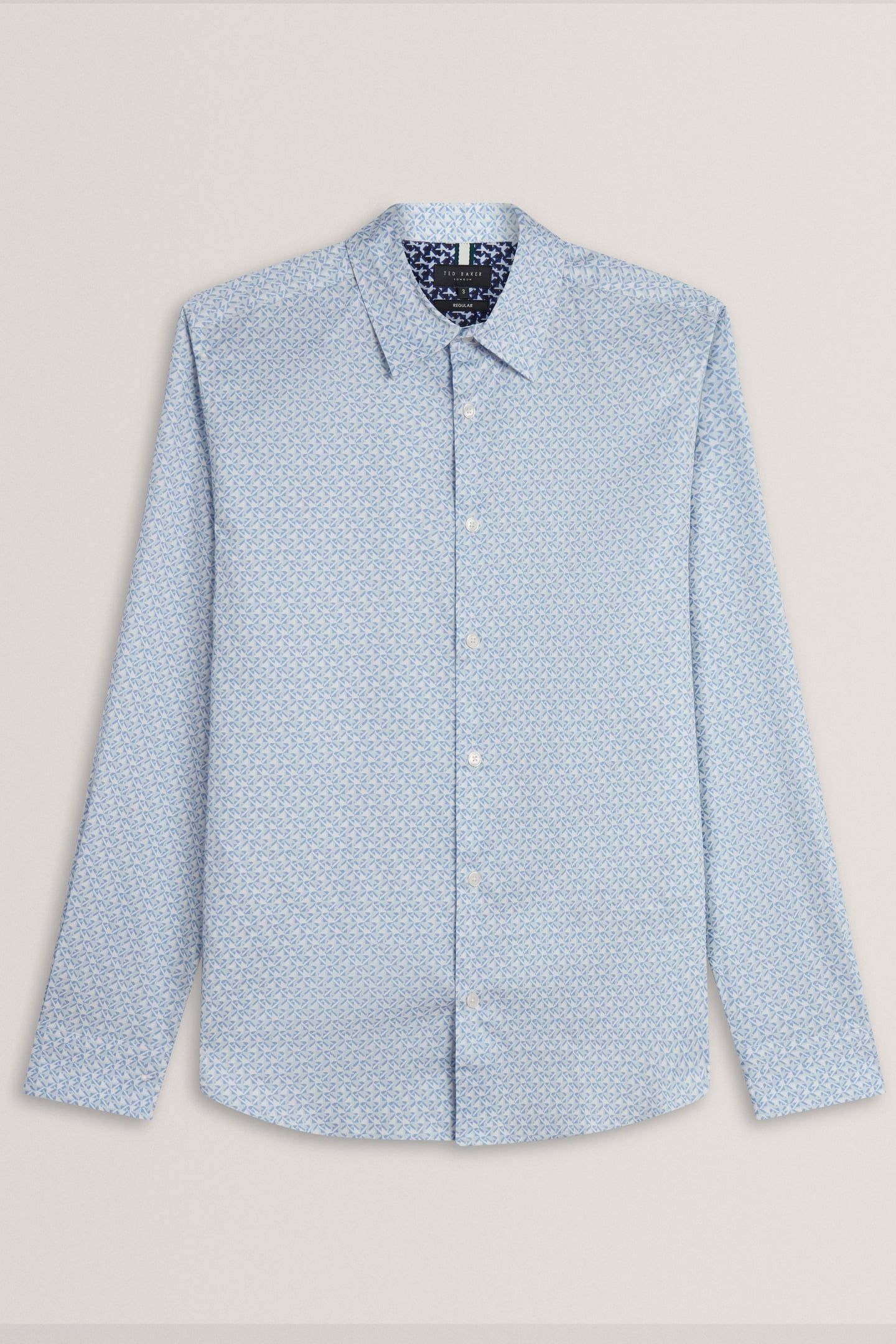 ALPHAIS LS REGULAR FIT GEO SHIRT MID-BLUE 3