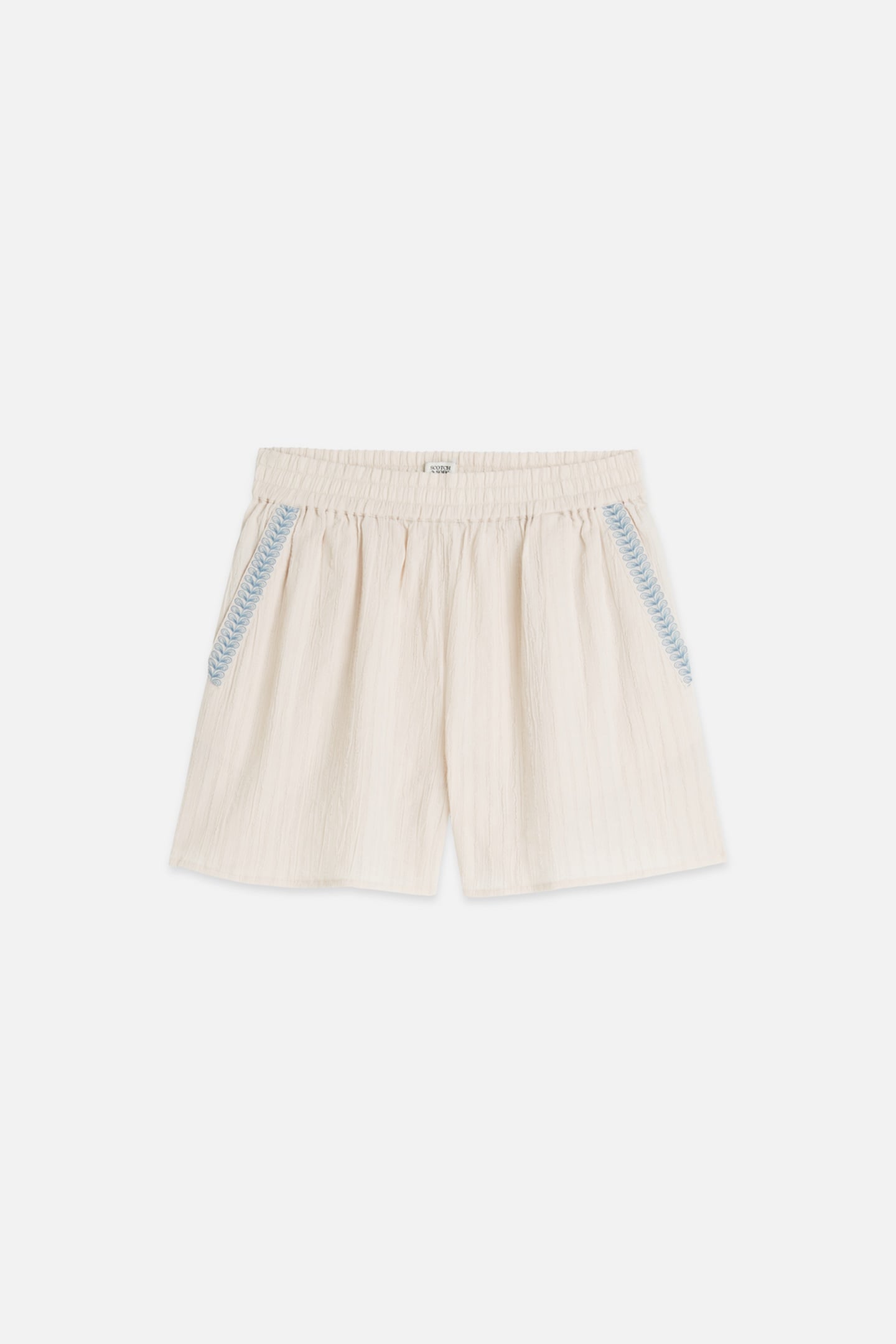 EMBROIDERED COTTON CREPE SHORTS FOG 4