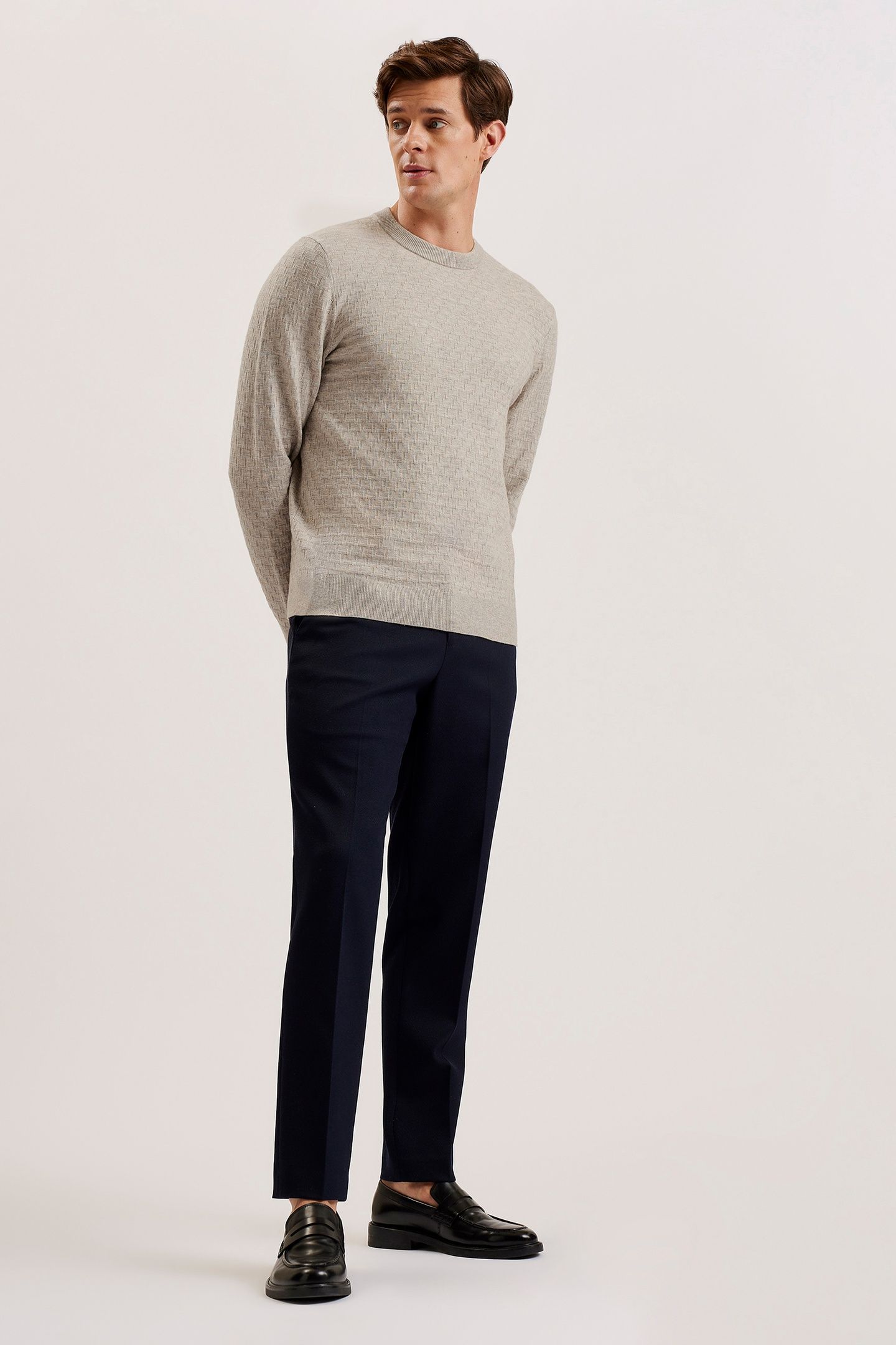 LOUNG LS T STITCH CREW NECK TAUPE 1