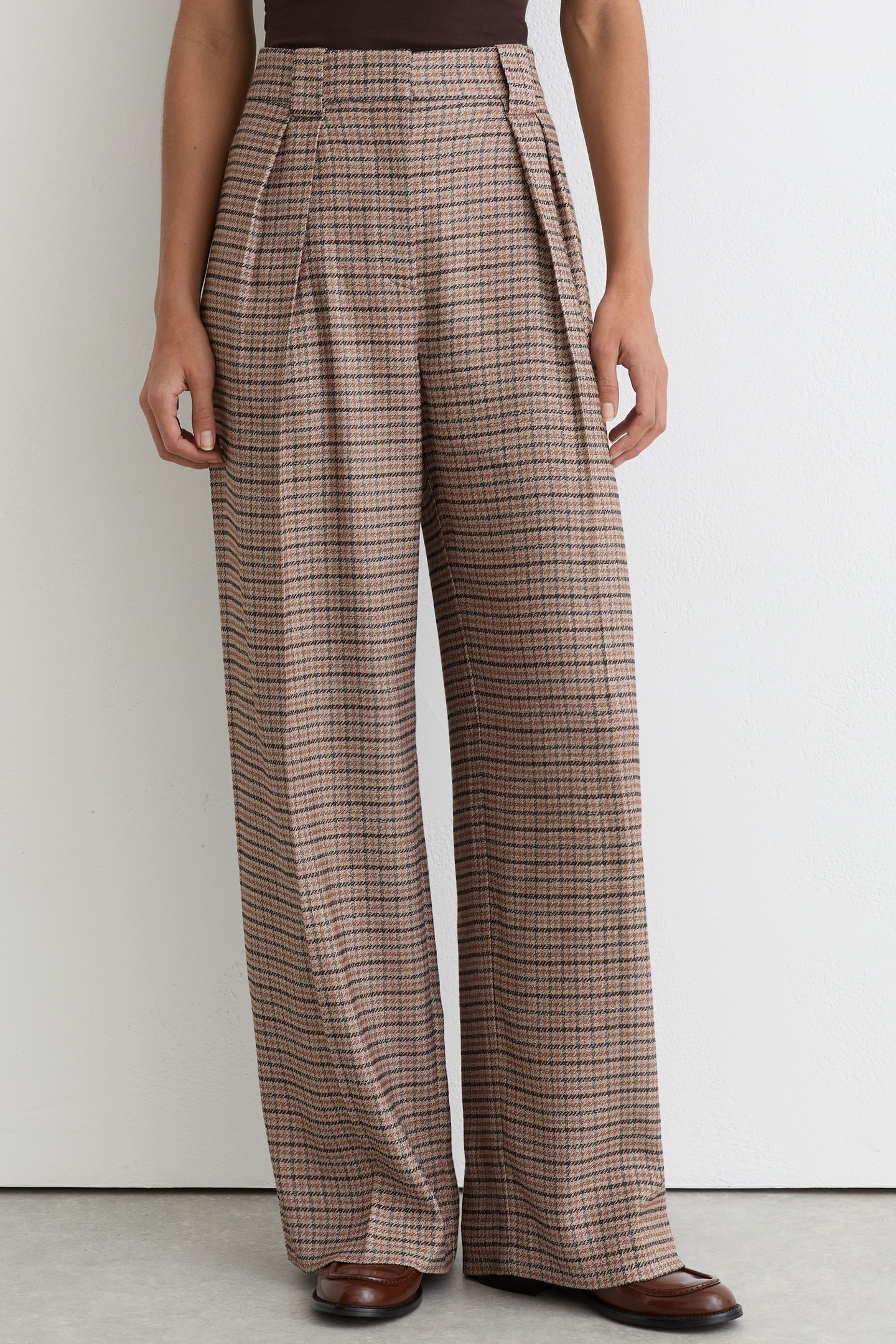 WIDE LEG CHECK TROUSER NEUTRAL CHECK 1