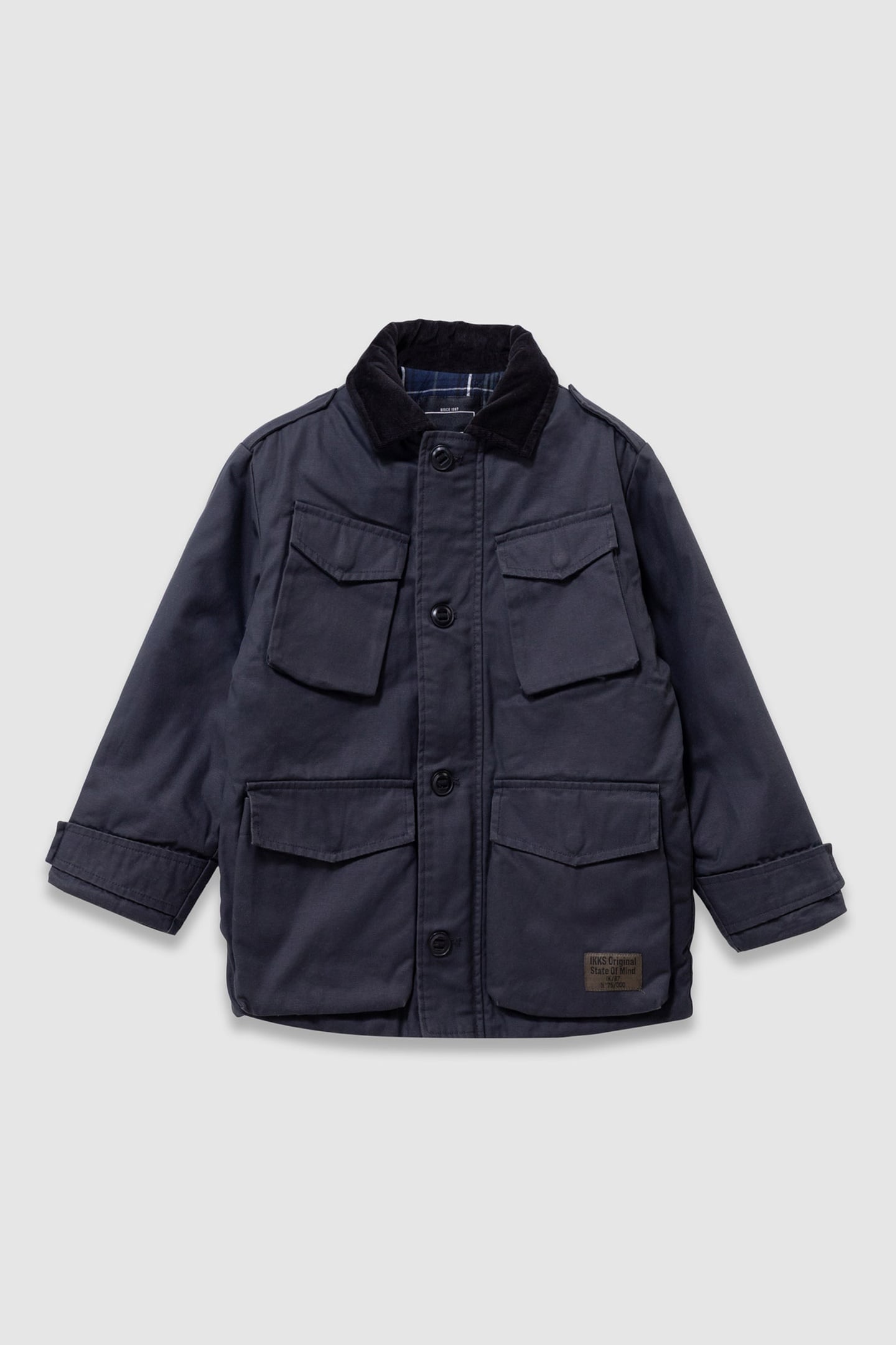 BOYS’ BLACK MULTI-POCKET PARKA WITH VELVET COLLAR 1