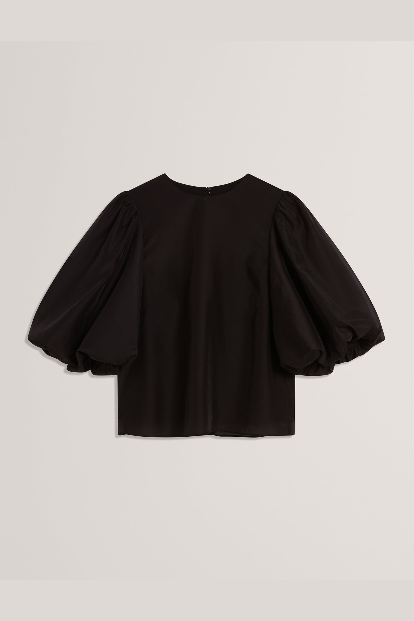 ORGANZA CREW NECK TOP WITH BALLOON SLEEVE BLACK 3