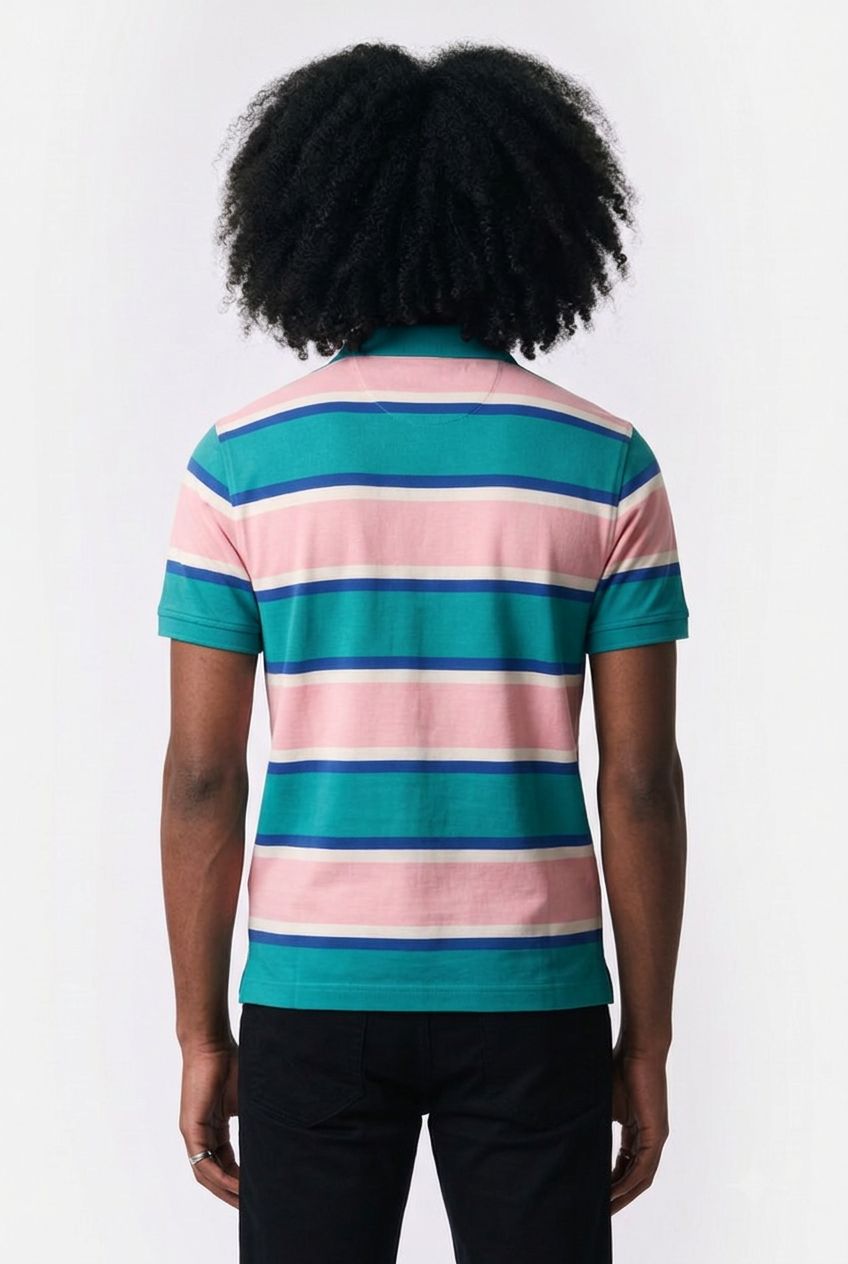 MULTISTRIPE SS POLO AQUA BLUE 2