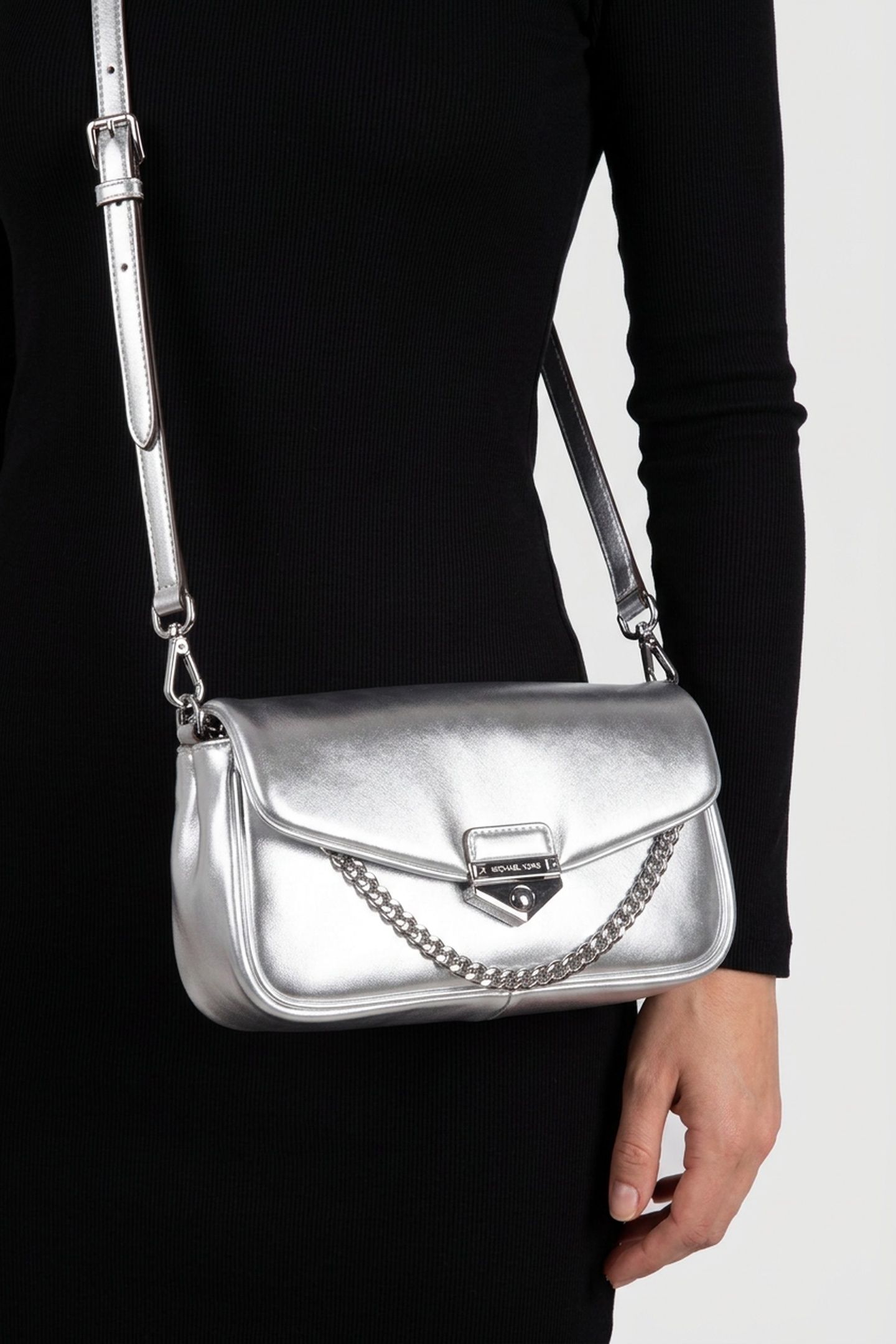 SMALL CONVERTIBLE POUCHETTE CROSSBODY SILVER 3