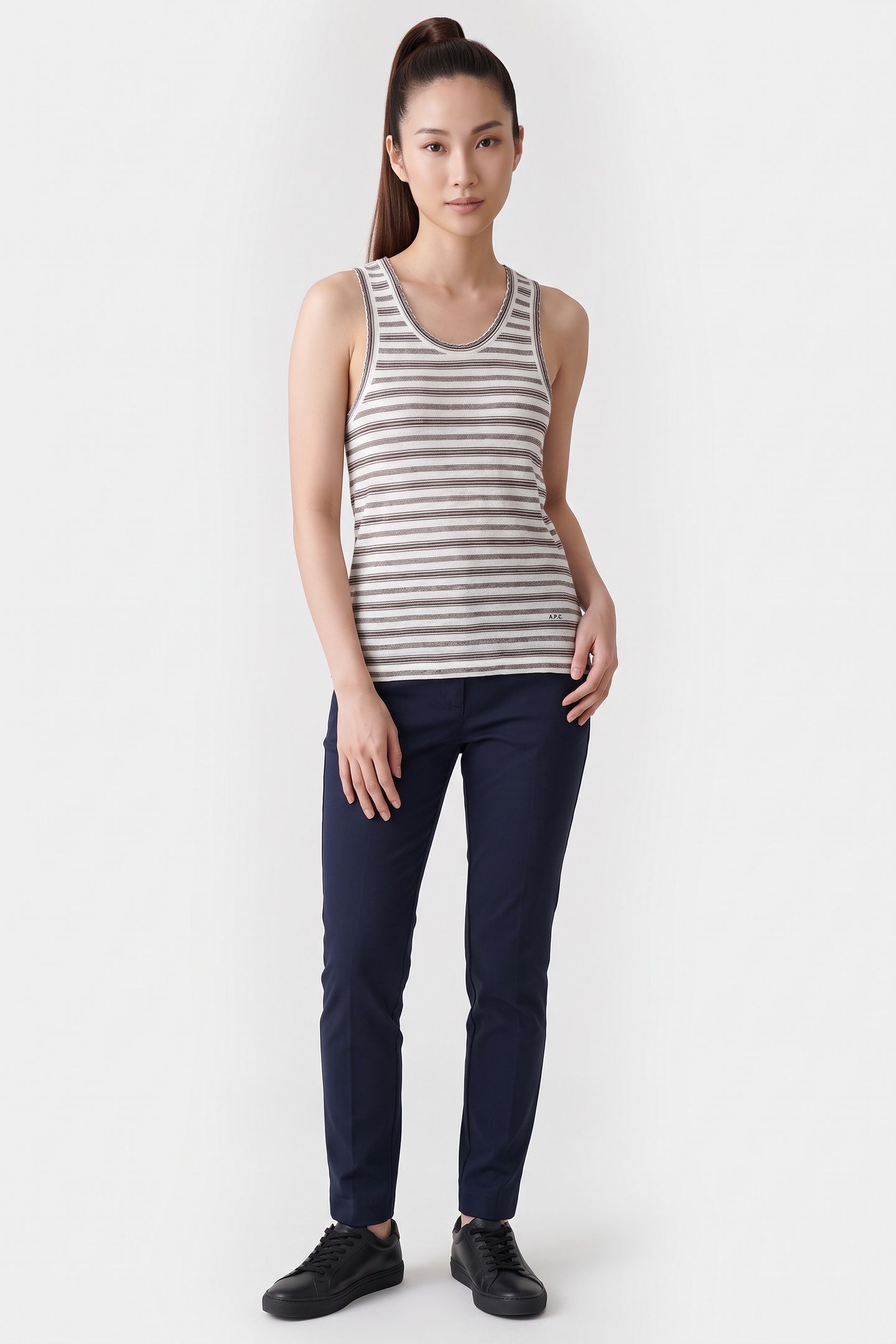 TOP LOOSE-FIT SLEEVELESS STRIPED BROWN 2
