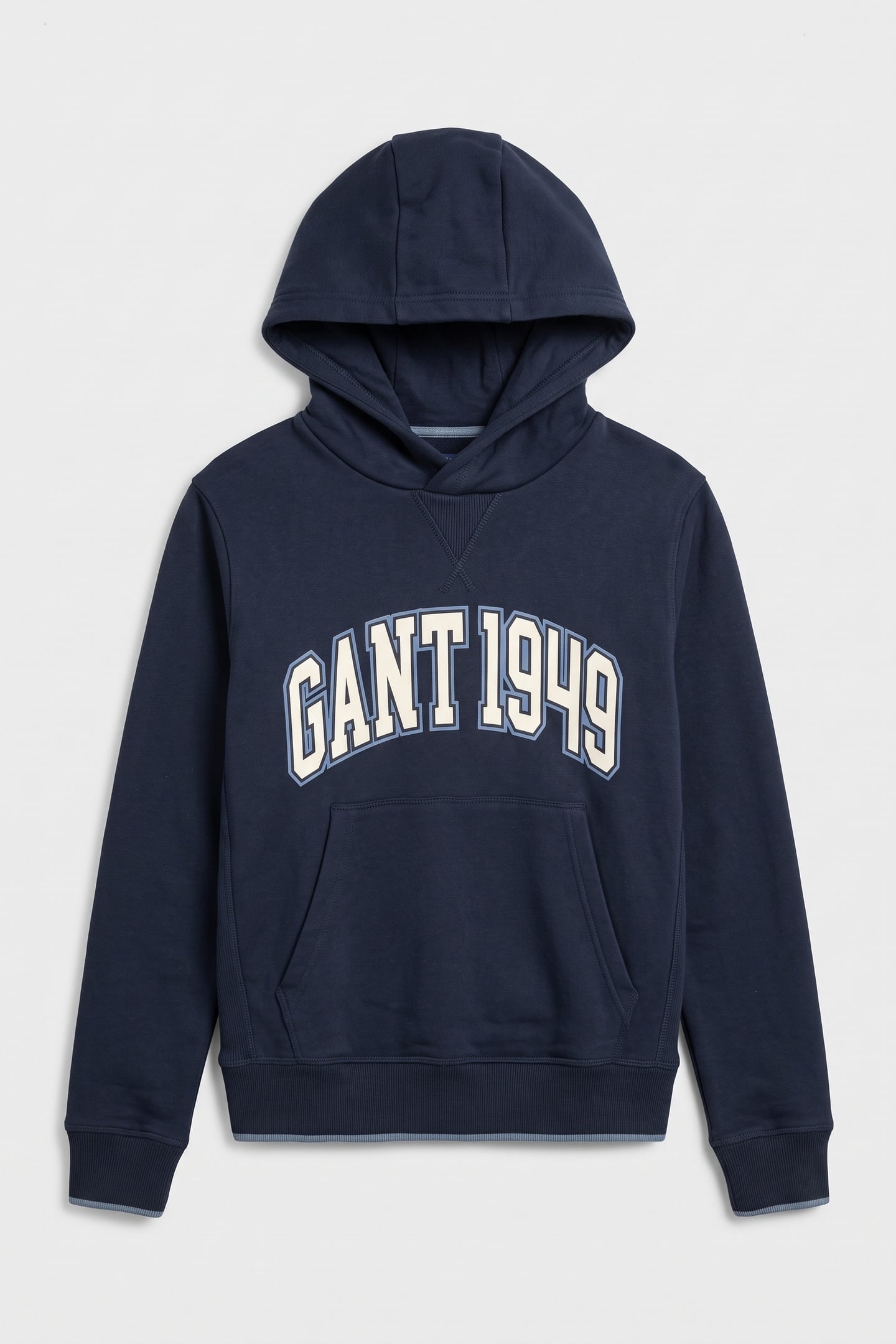 TEEN BOYS COLLEGIATE RIB INSERT HOODIE EVENING BLUE 2