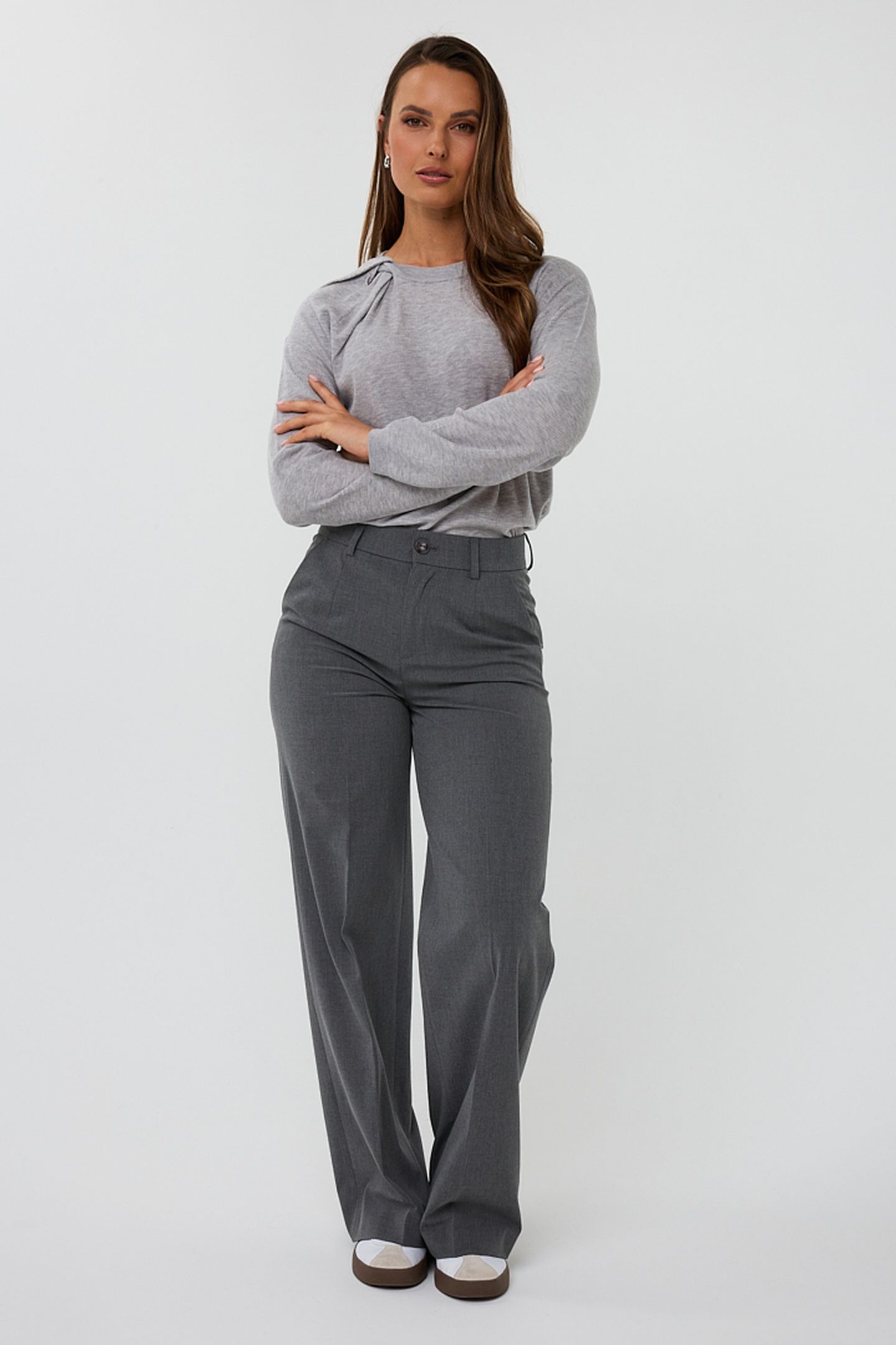 SWEATER L/SLVE TWIST LIGHT GREY MELANGE 2
