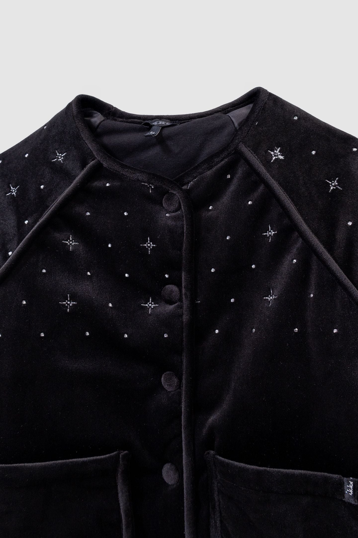 GIRLS’ BLACK QUILTED EMBROIDERED VELVET CARDIGAN 4