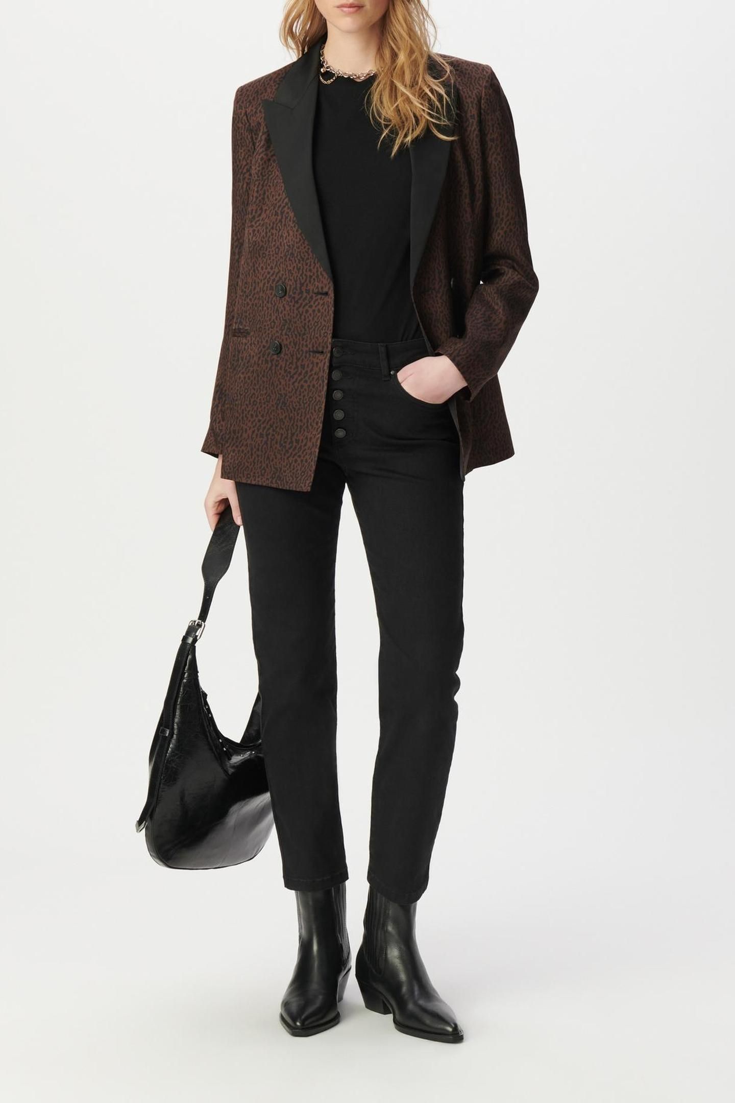 BROWN SUIT JACKET WITH LEOPARD PRINT 3