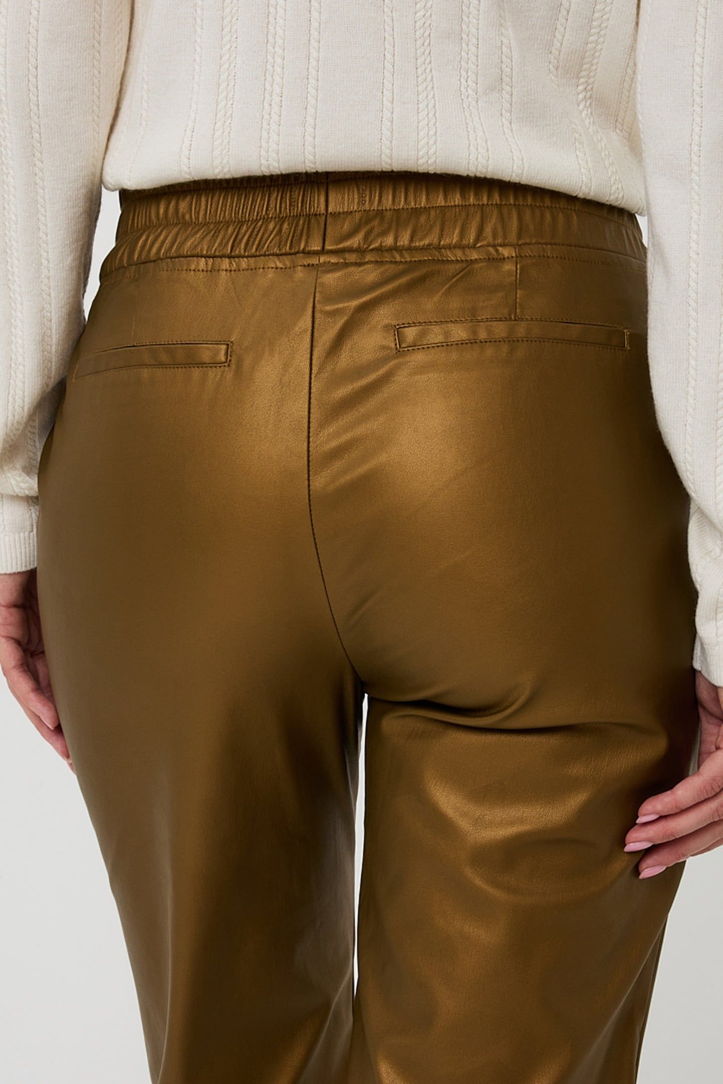 TROUSERS JOGGER VEGAN LEATHER GOLDEN OLIVE 8