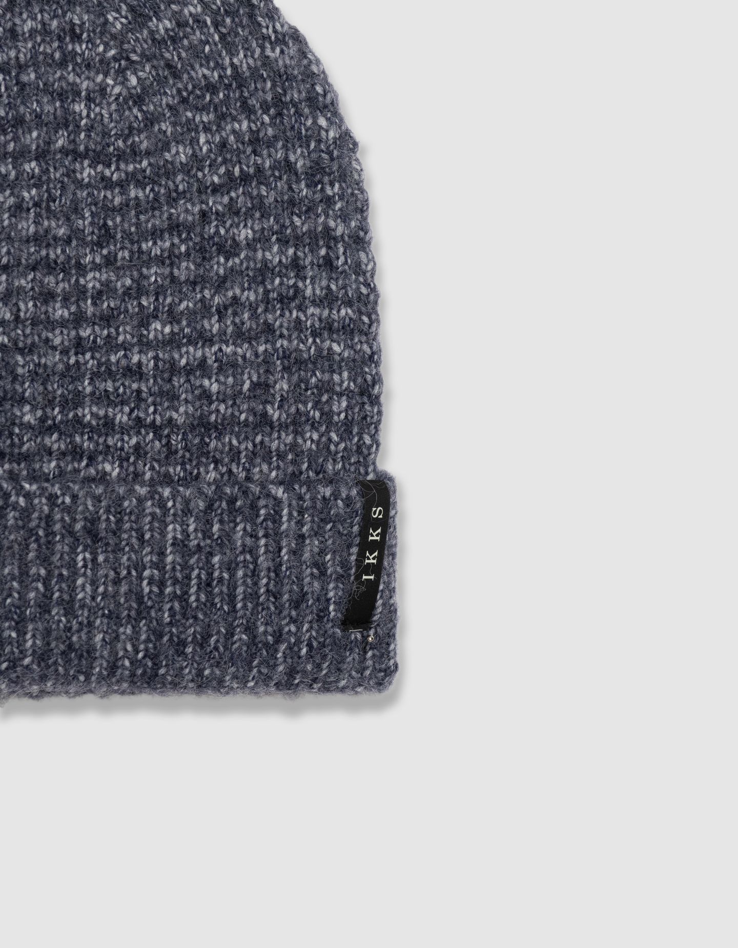 BLUE RIBBED KNIT BEANIE WITH TURN-UP 4