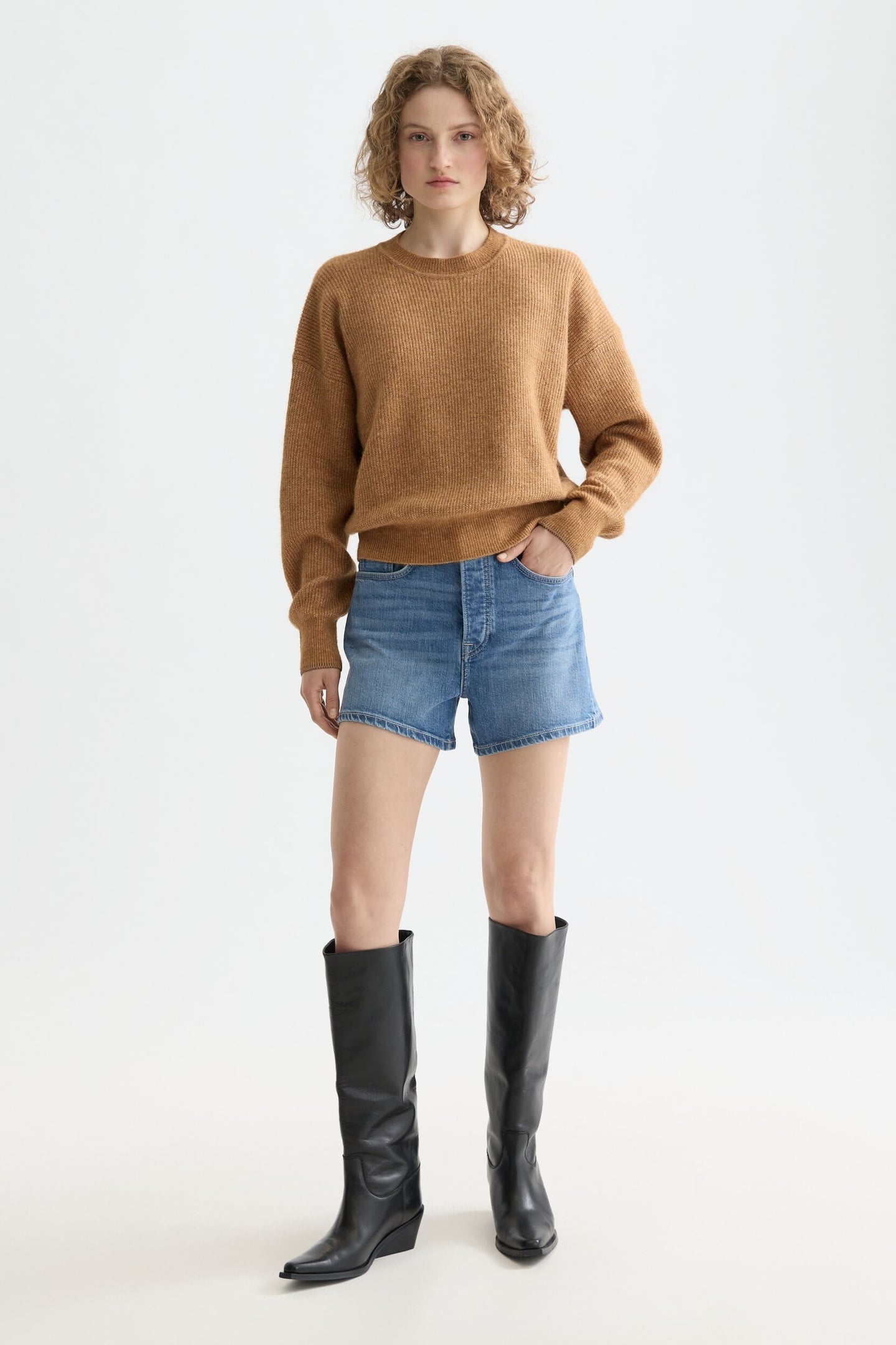 FUZZY CREW NECK PULLOVER TOBACCO MELANGE 2