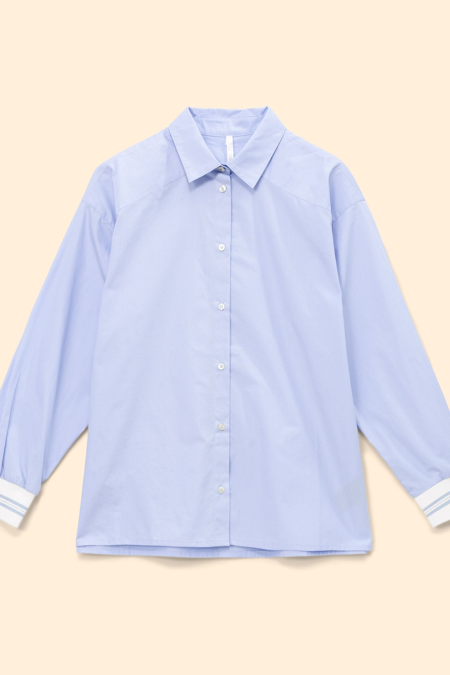 BLUE LONG-SLEEVED SHIRT WITH RIBBED TRIM 3