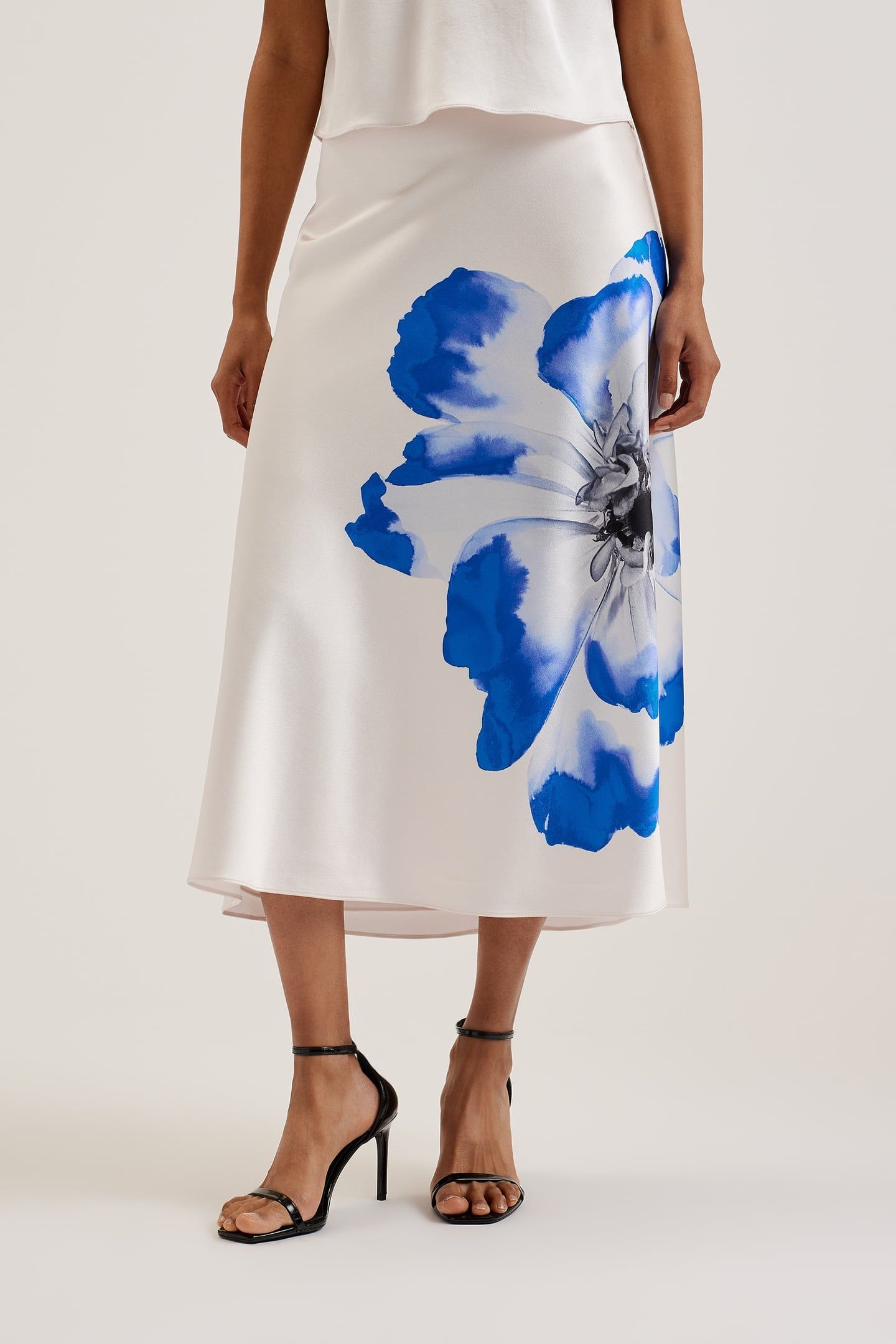 WMS LEELIA PRINTED MIDI BIAS CUT SKIRT IVORY 2