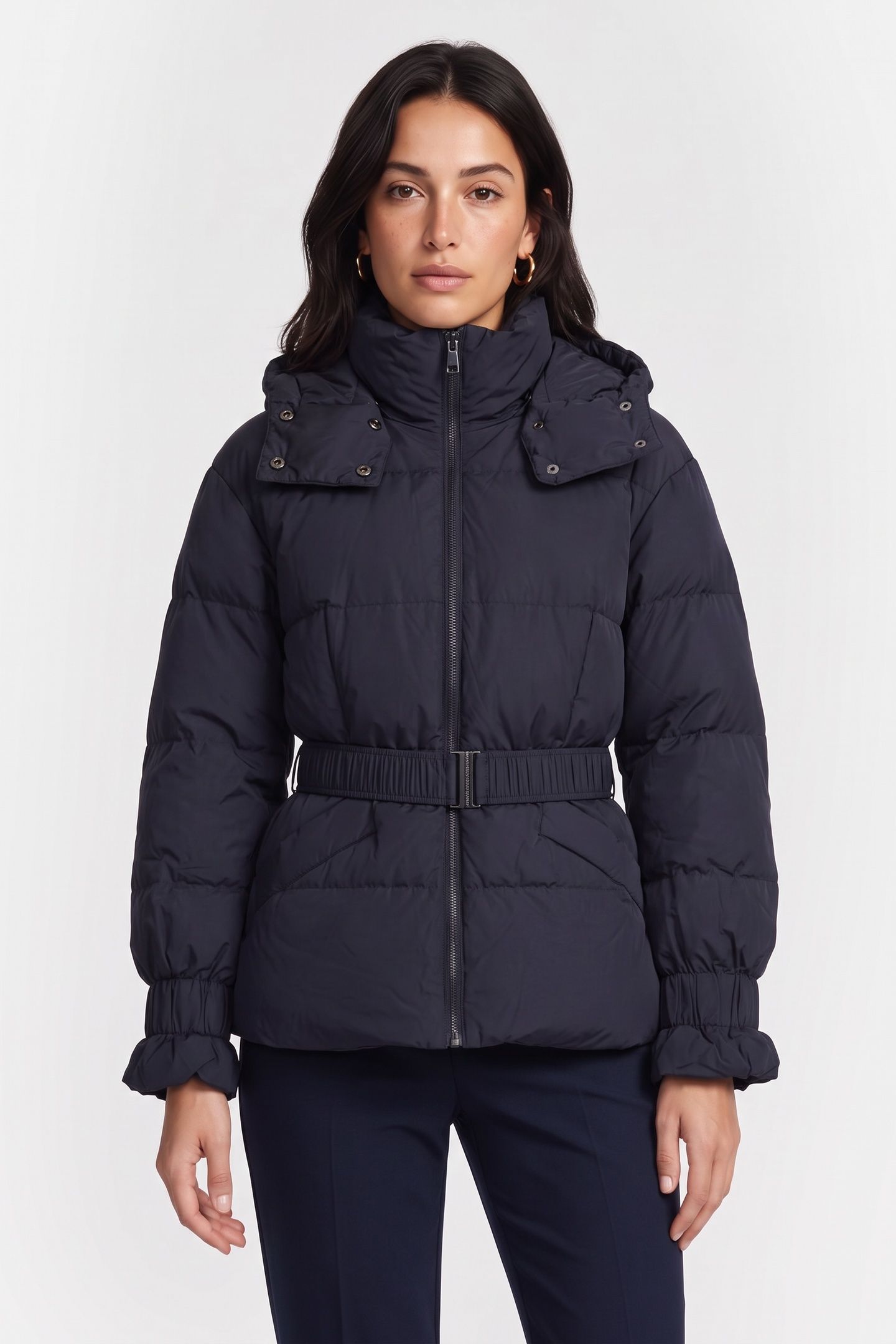RESPONSIBLE DOWN QUILTED JACKET WITH HOOD NAVY 1