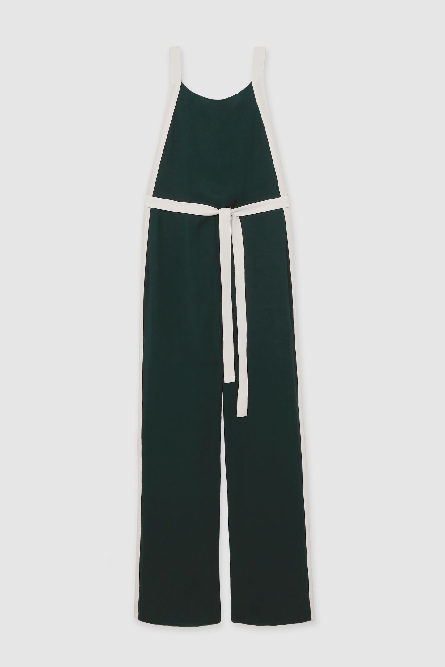 COL BLOCK JUMPSUIT DARK GREEN/CREAM 4