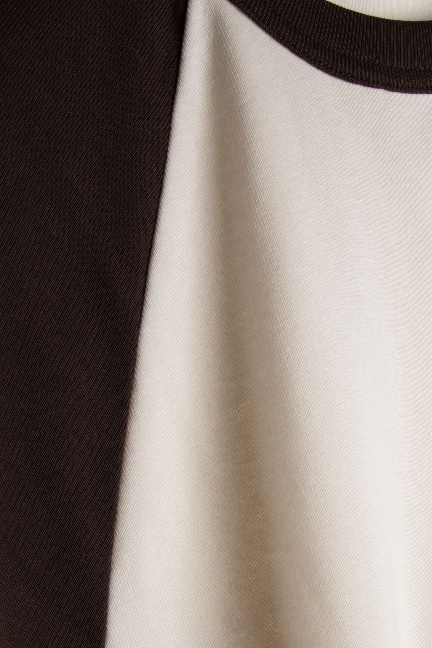 UNISEX T-SHIRT 3/4 SLEEVE CONTRAST BEIGE/BROWN 5