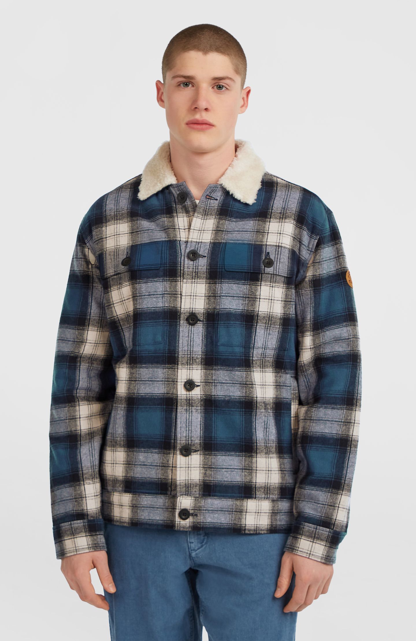 O'RIGINALS FLEECE LINED JACKET MOZART BLUE CHECK 1