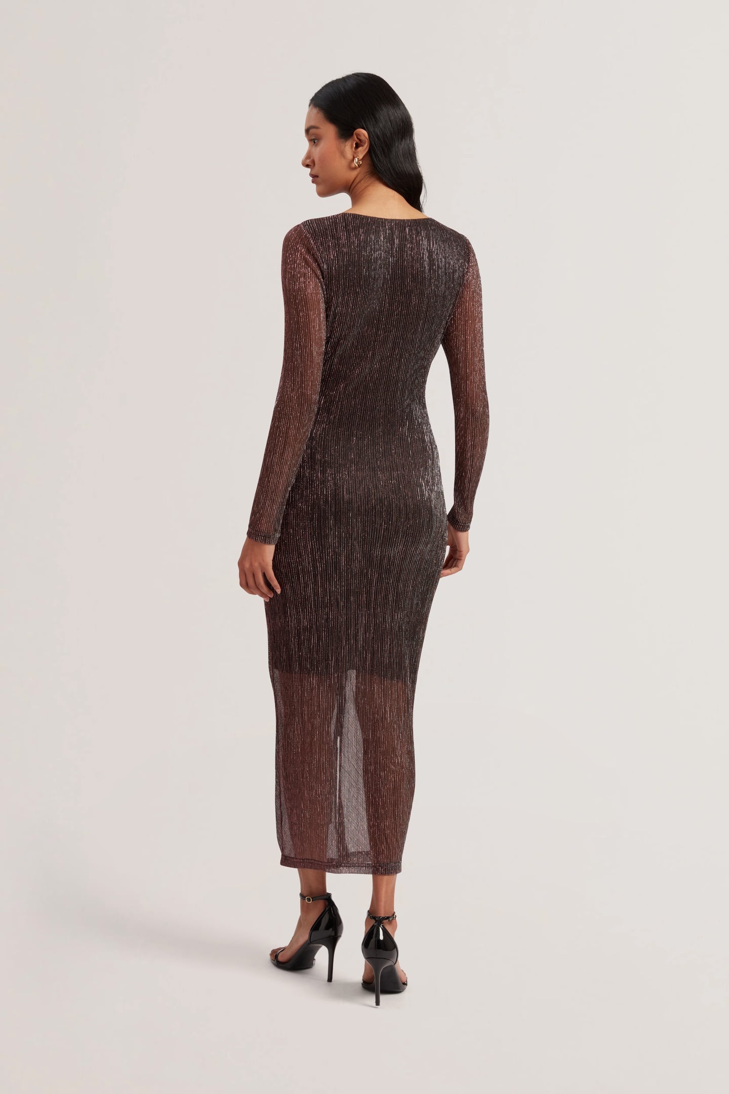 ANTHAAS METALLIC BODYCON GATHERED DRESS PINK 2
