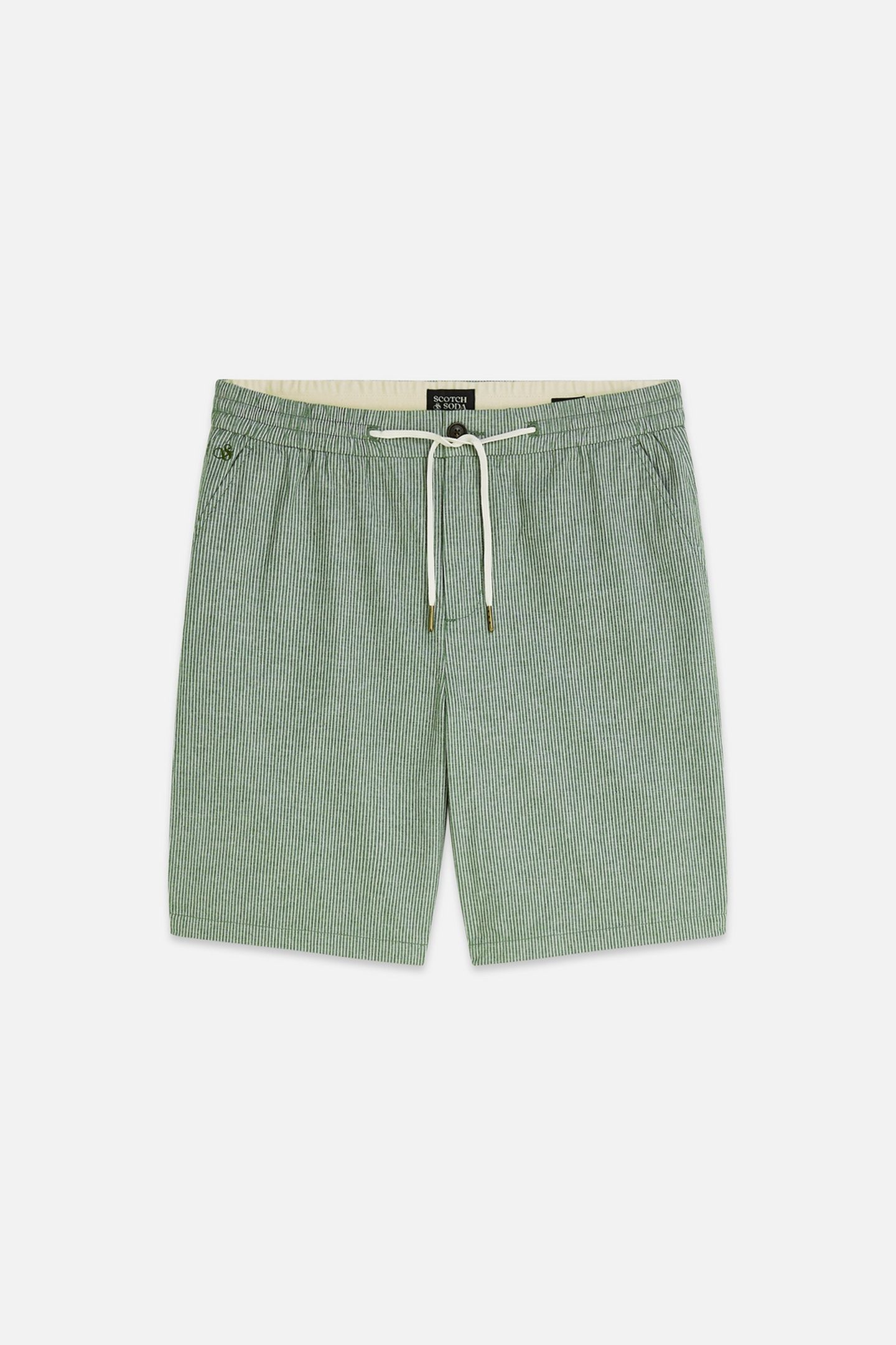 FAVE COTTONLINEN YARNDYED REGULARFIT BERMUDA SHORTS DARK GRE 1