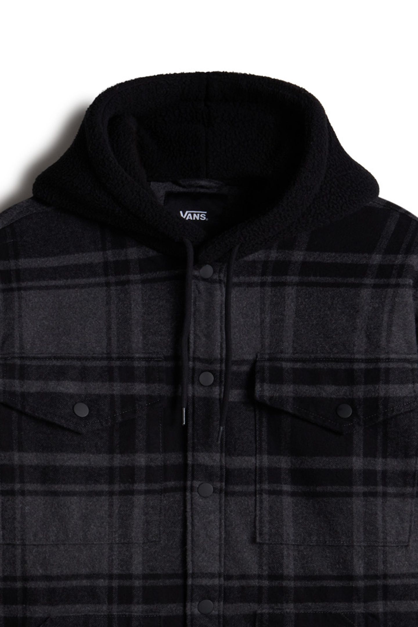 PIEDMONT HOODED PLAID SHACKET BLACK/ASPHALT HEATHER 8