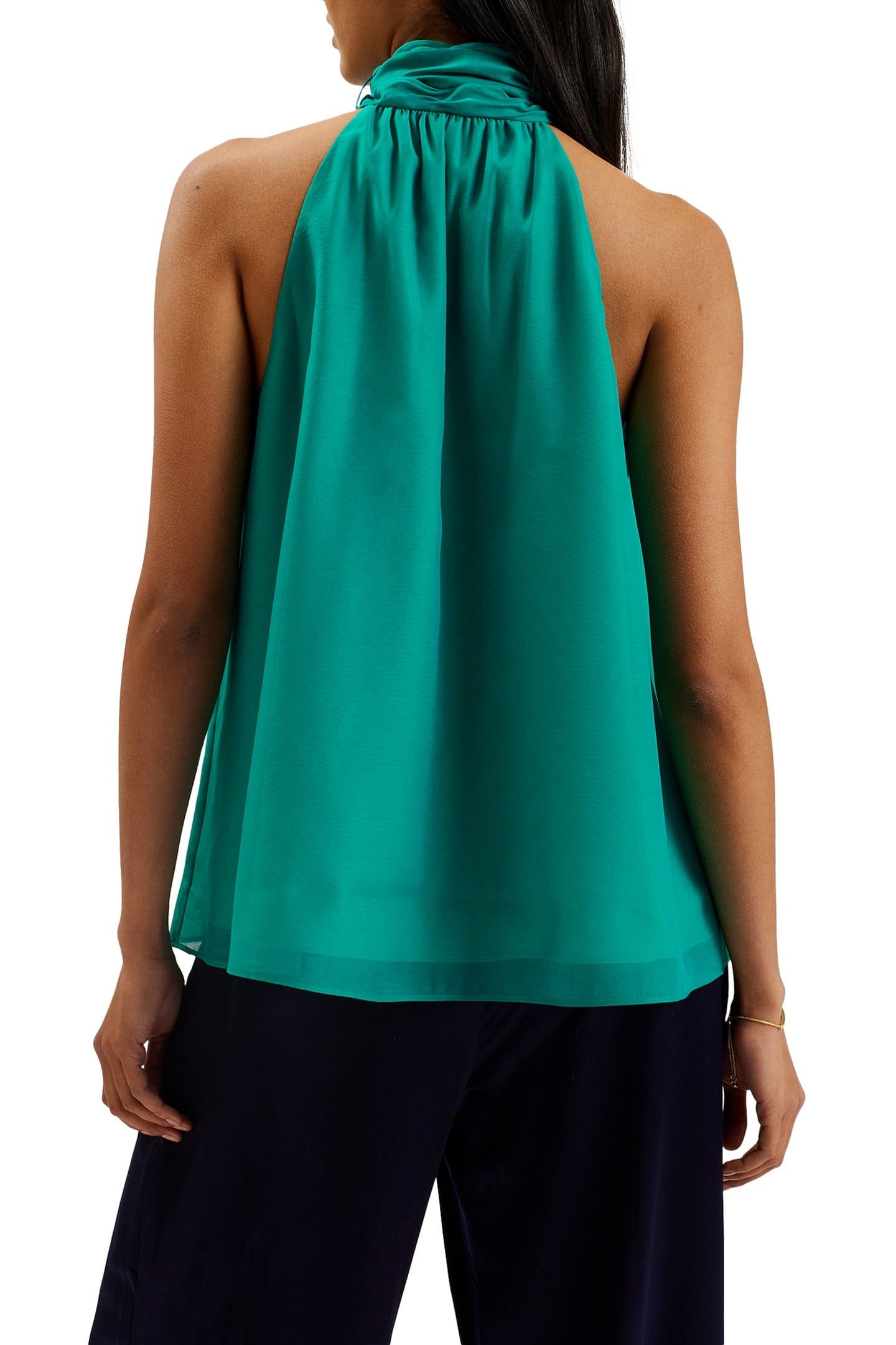 TEJEDA SHEER DRAPED TOP WITH NECK TIE GREEN 2