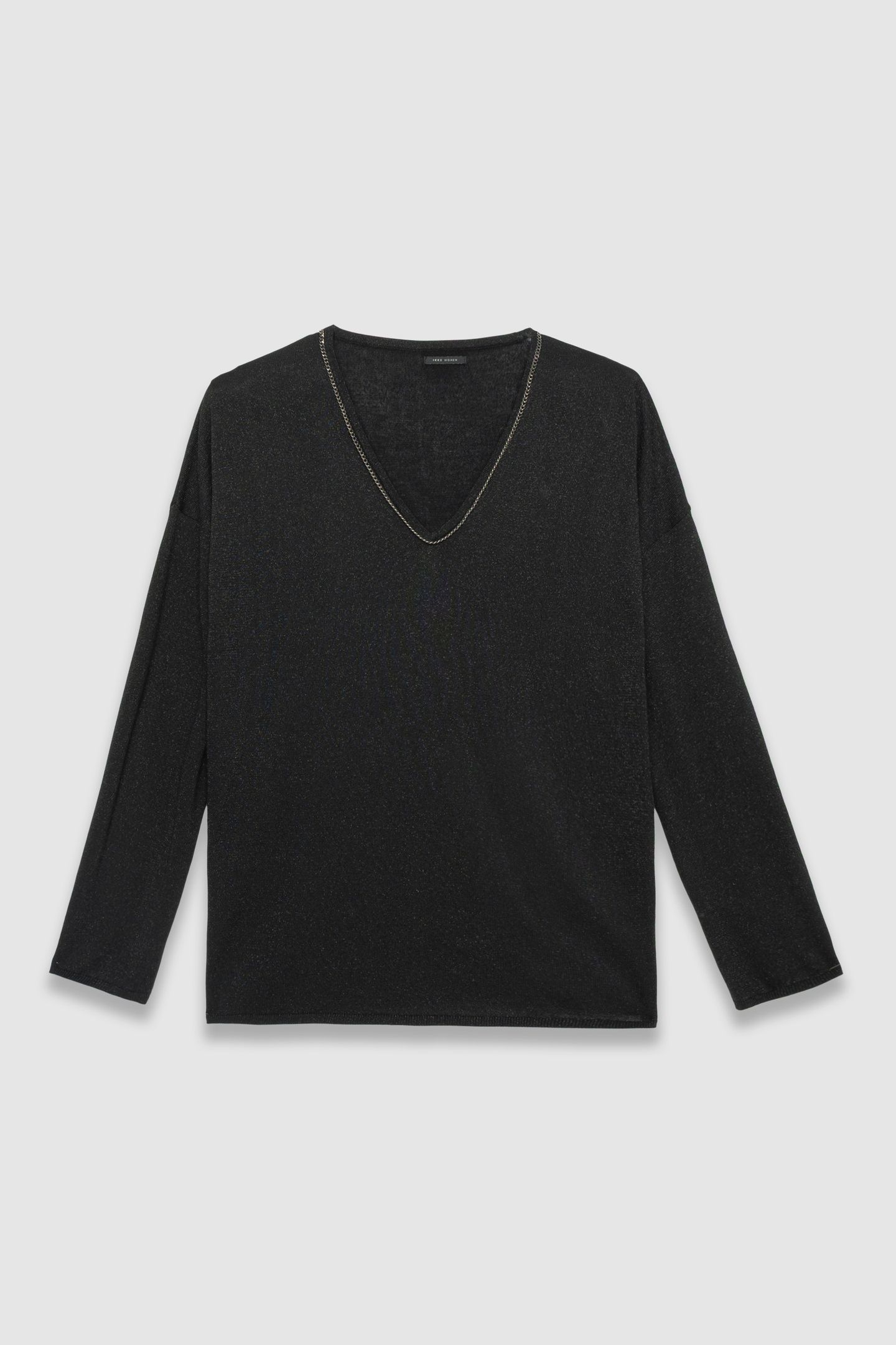 BLACK FINE LUREX KNIT SWEATER WITH JEWEL NECK 4
