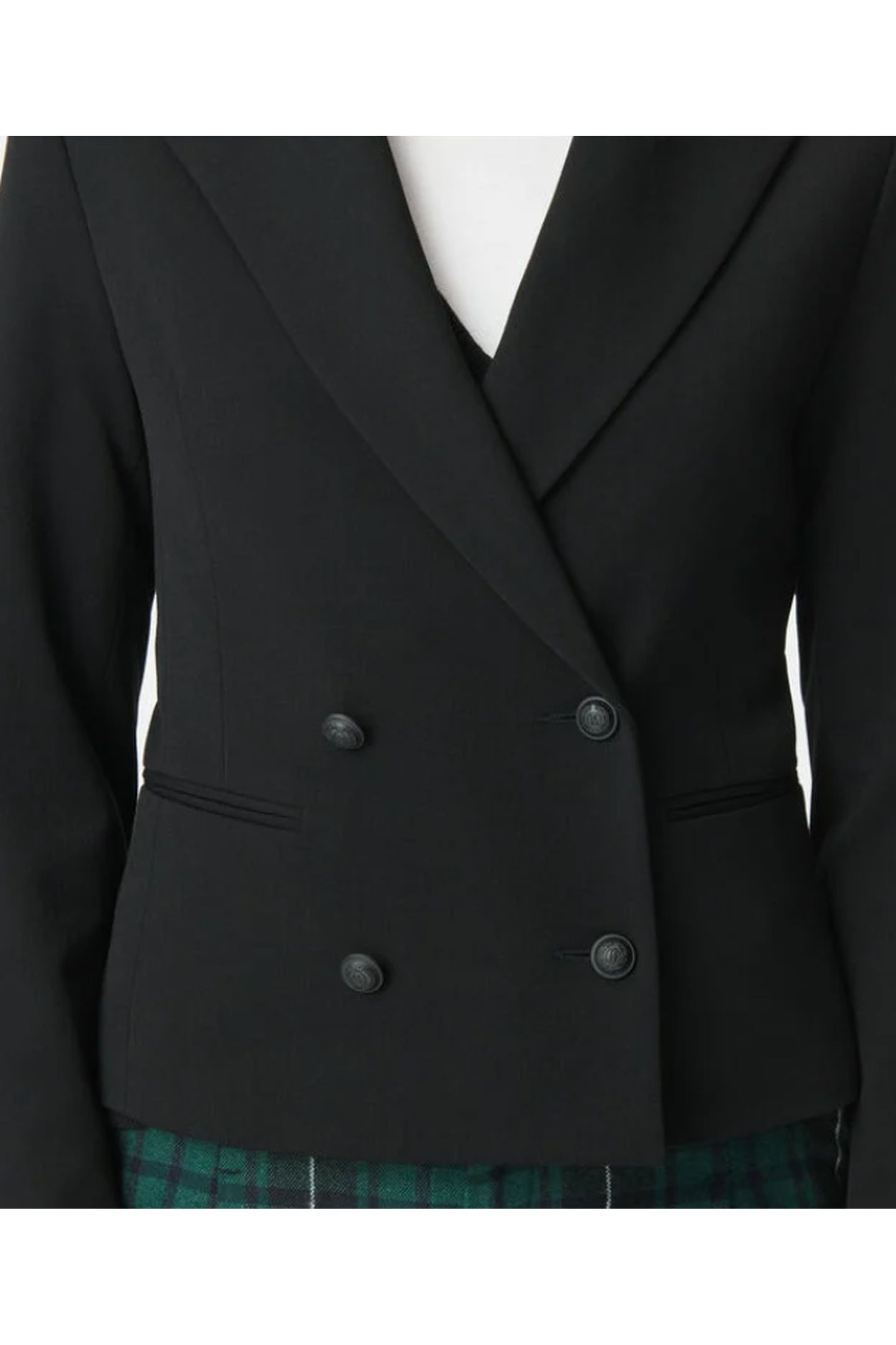 BLACK SHORT DOUBLE-BREASTED JACKET 3