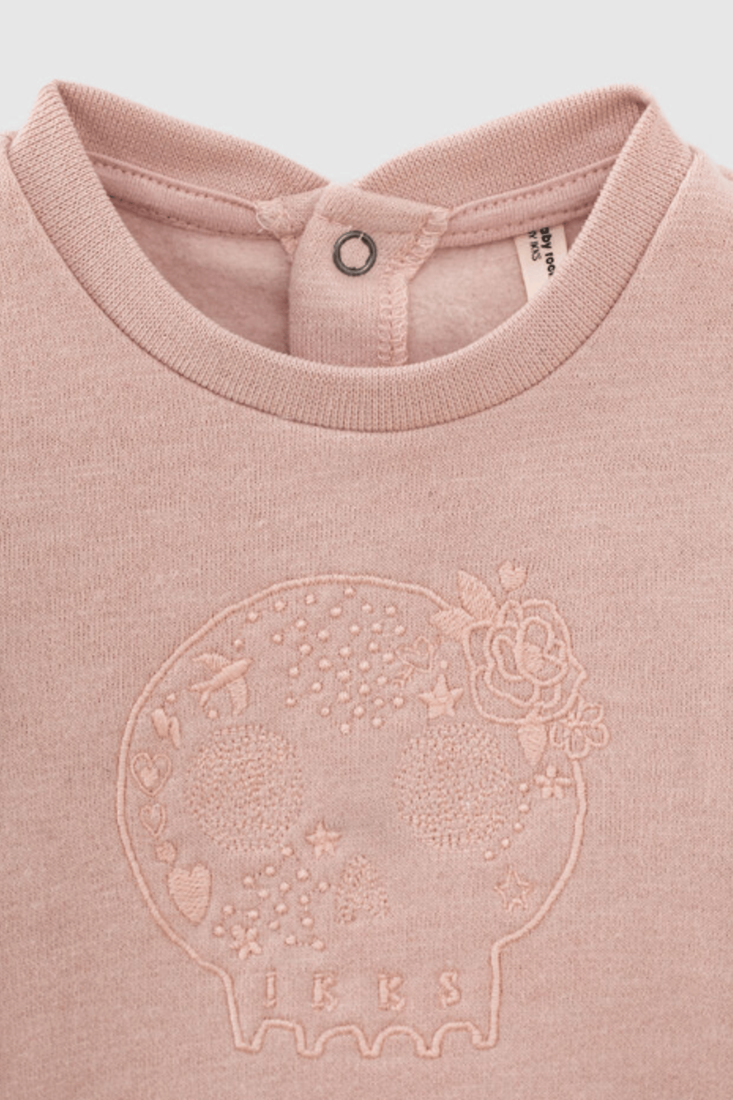 PALE PINK EMBROIDERED SKULL SWEATSHIRT IN ORGANIC FLEECE BAB 3