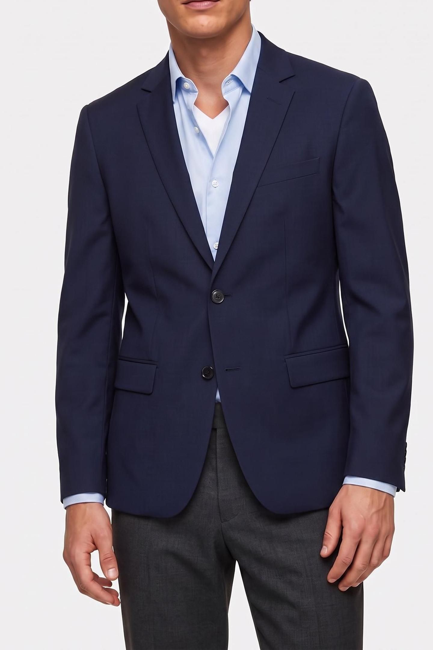 STRETCH WOOL REGULAR BLAZER INK BLUE 1