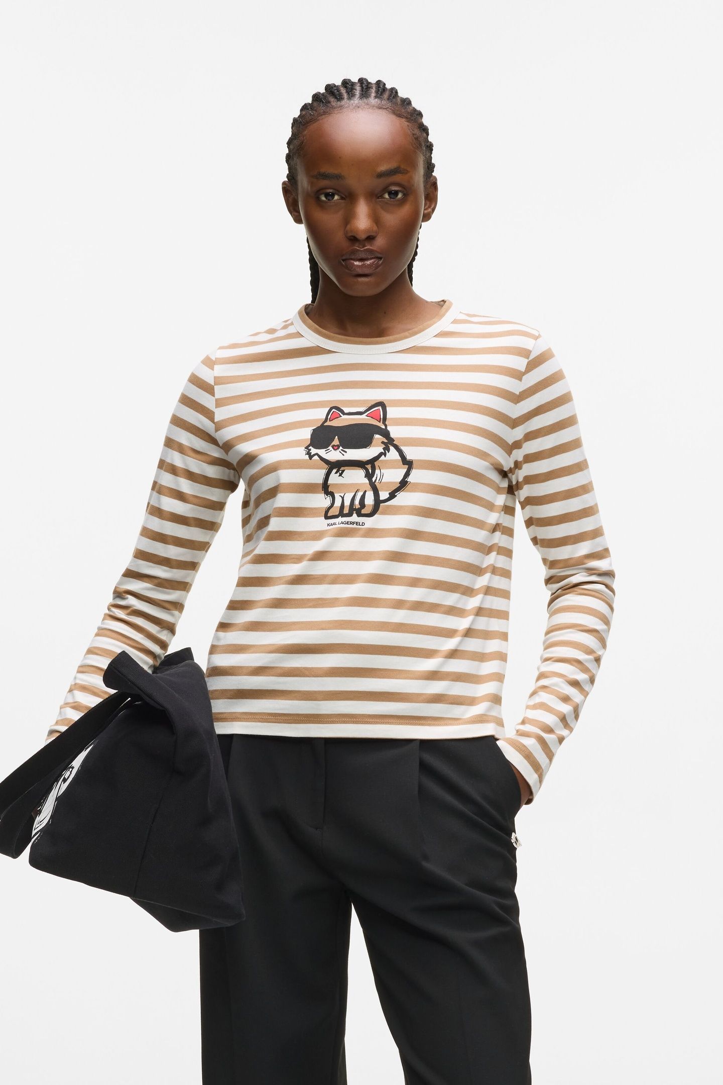 IKON PRINT STRIPE LONGSLEEVE TOP CANNOLI CREAM-NOUGAT 2
