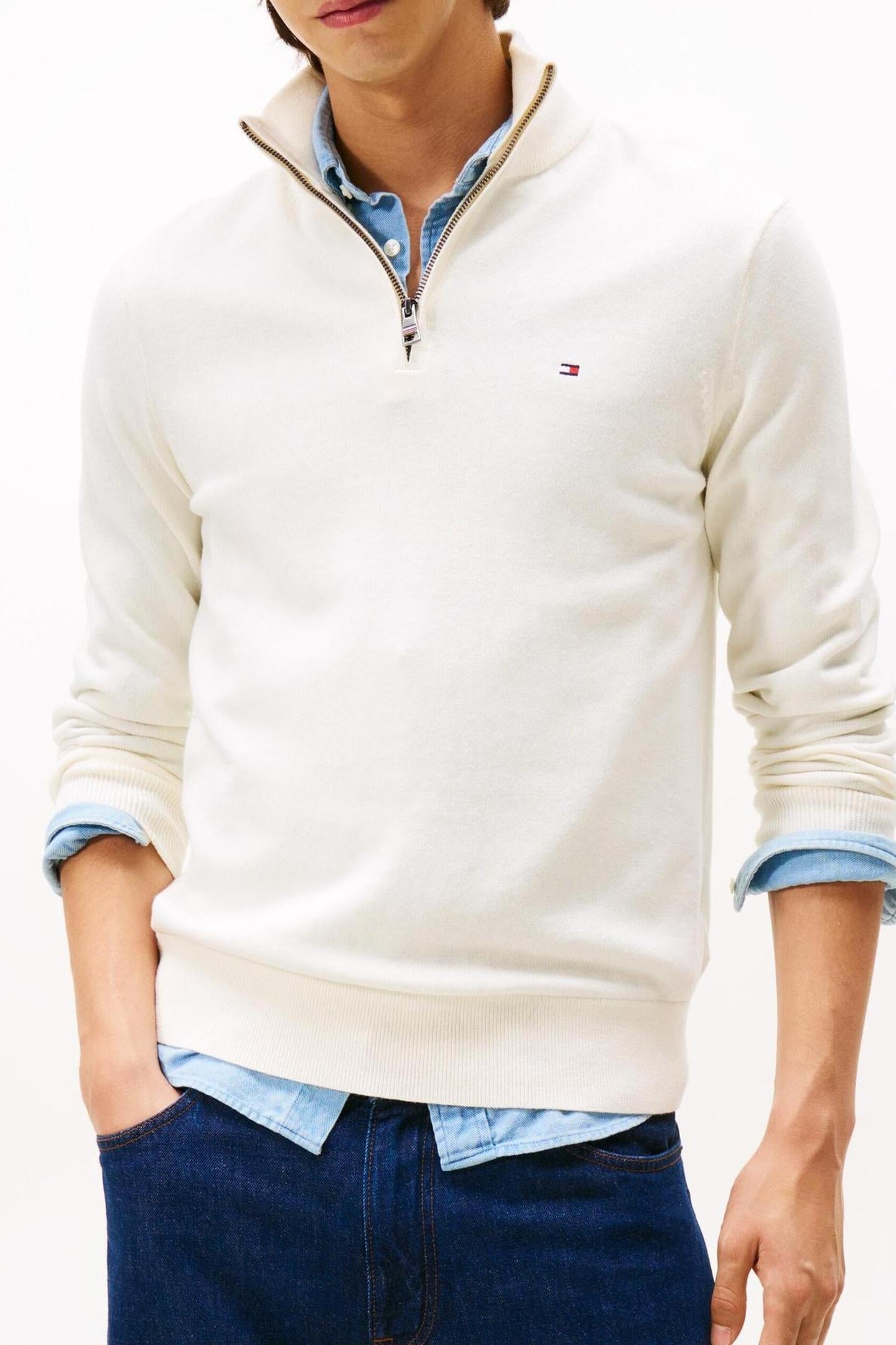 PIMA COTTON CASHMERE SWEATER IVORY PETAL 1