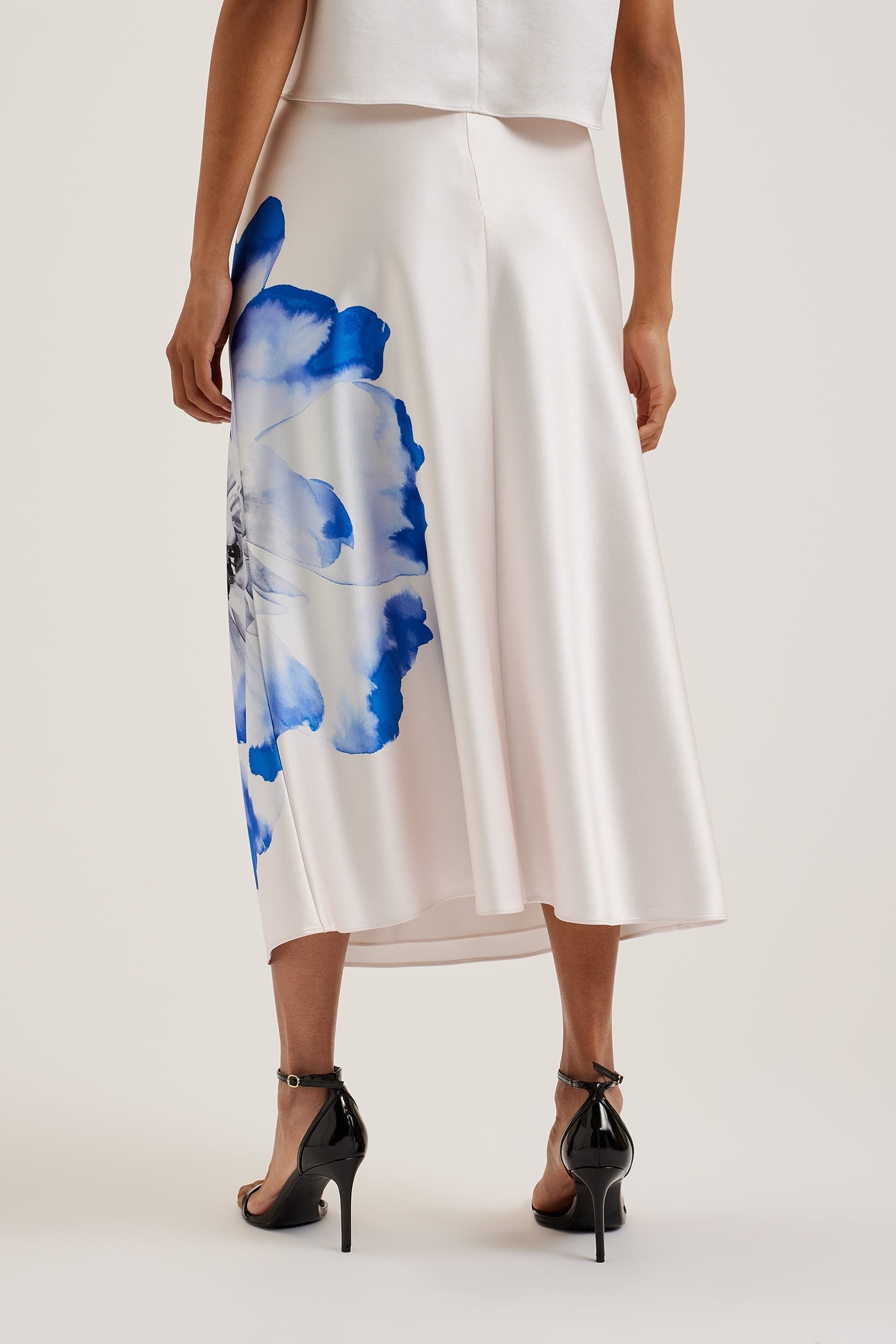 WMS LEELIA PRINTED MIDI BIAS CUT SKIRT IVORY 3
