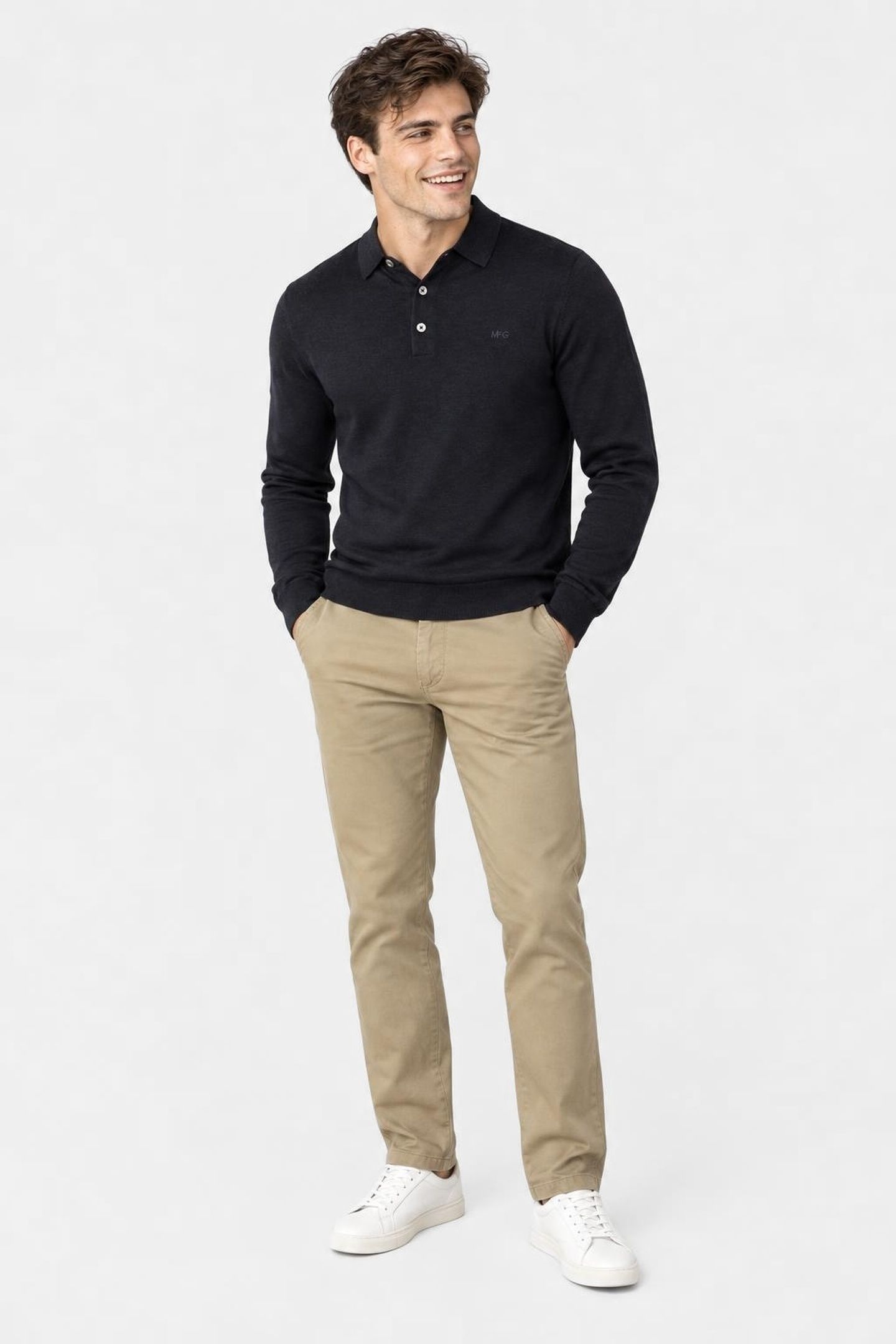 FINE MERINO L/S POLO NAVY 2