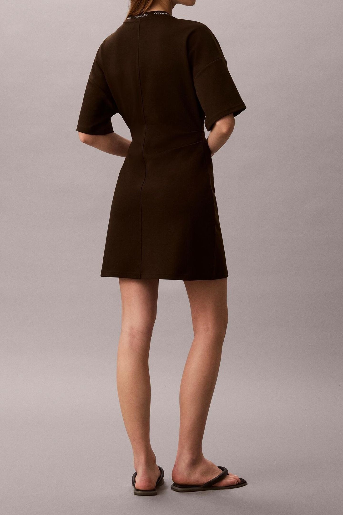 SS LOGO RIB INTERLOCK DRESS DARK COFFEE 3