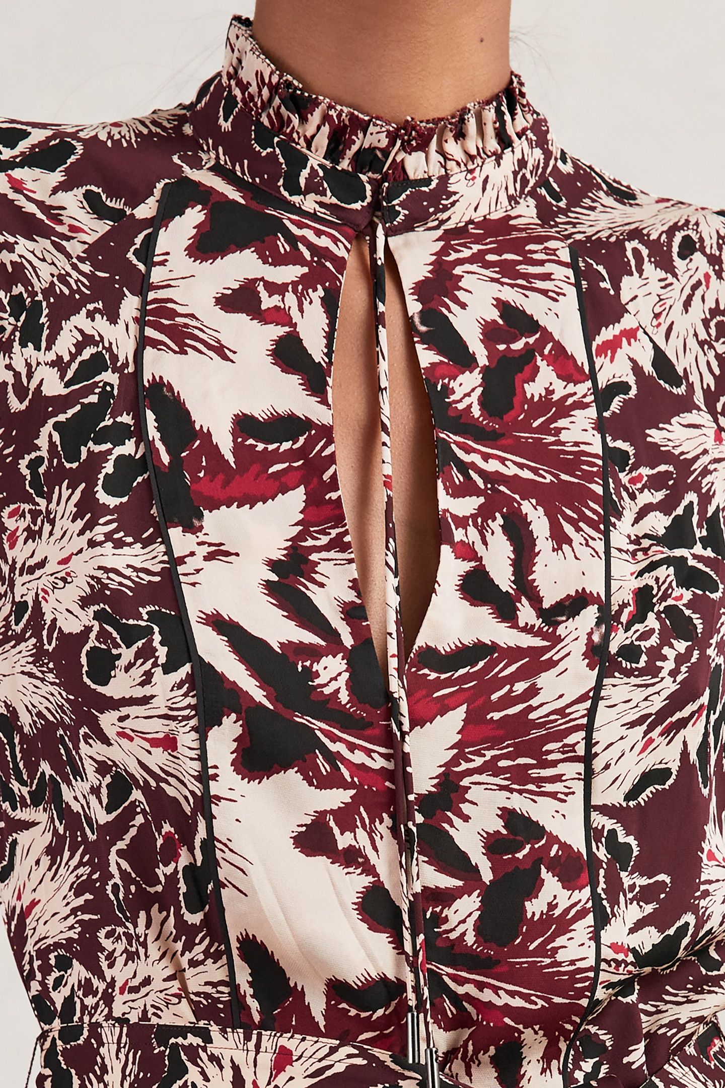 PRINTED FLIPPY DRESS BURGUNDY/CREAM 6