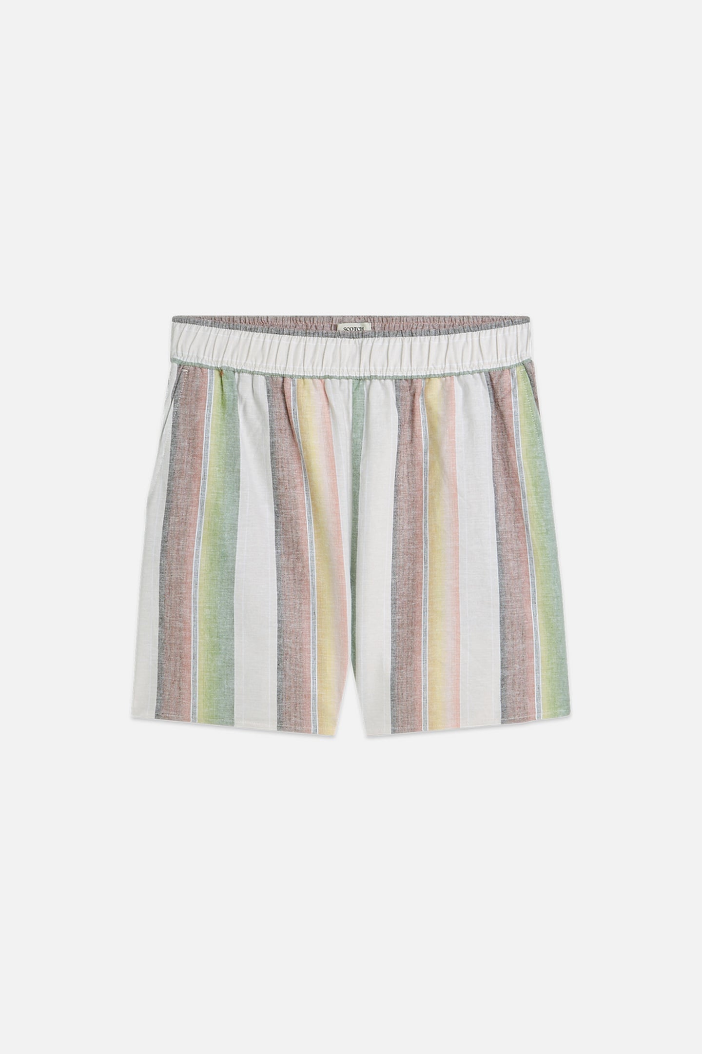 STRIPED ELASTIC WAIST SHORTS MULTI COLOR STRIPE 4