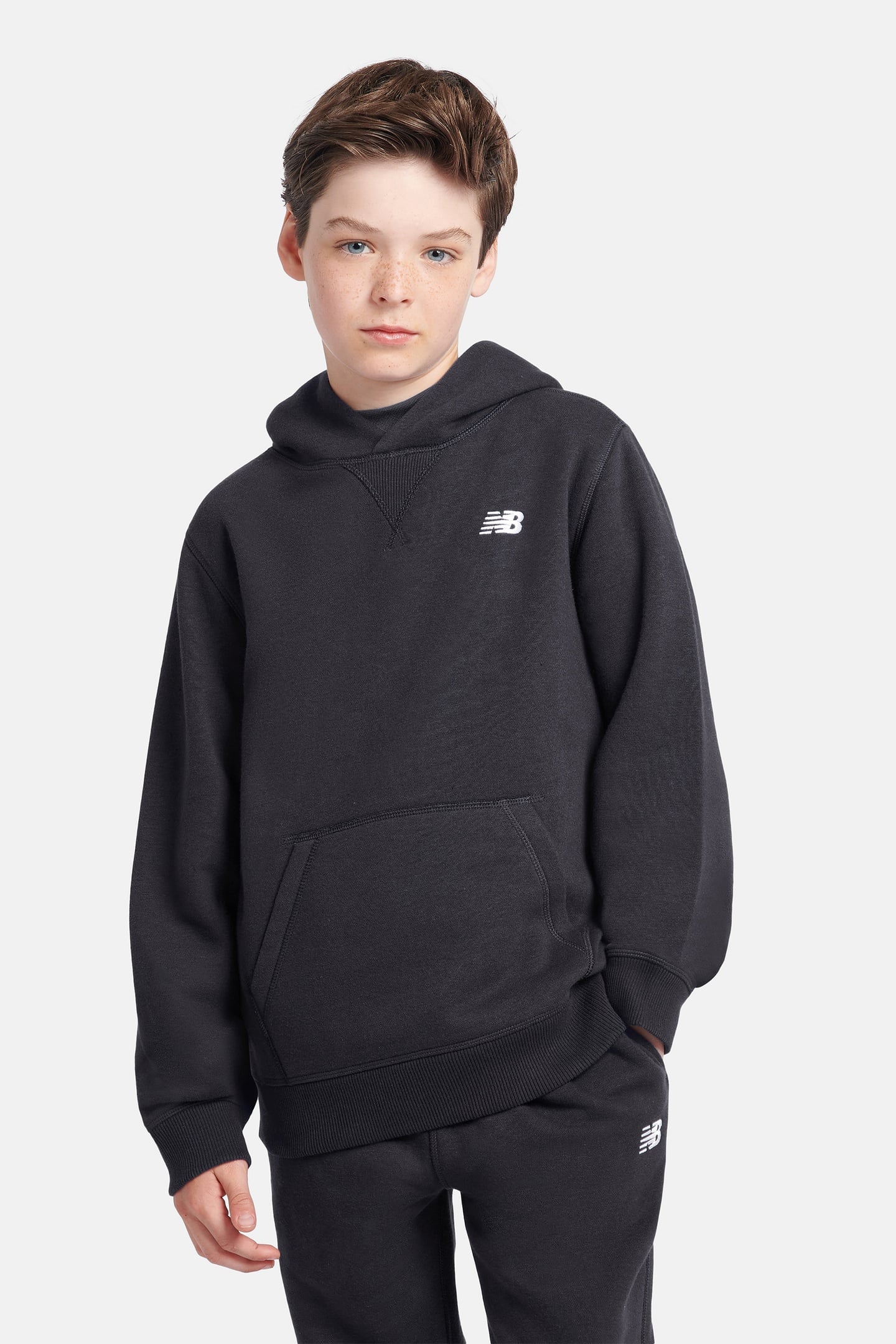 GRADE BOYS BRUSH BACK SMALL LOGO HOODIE BLACK 1