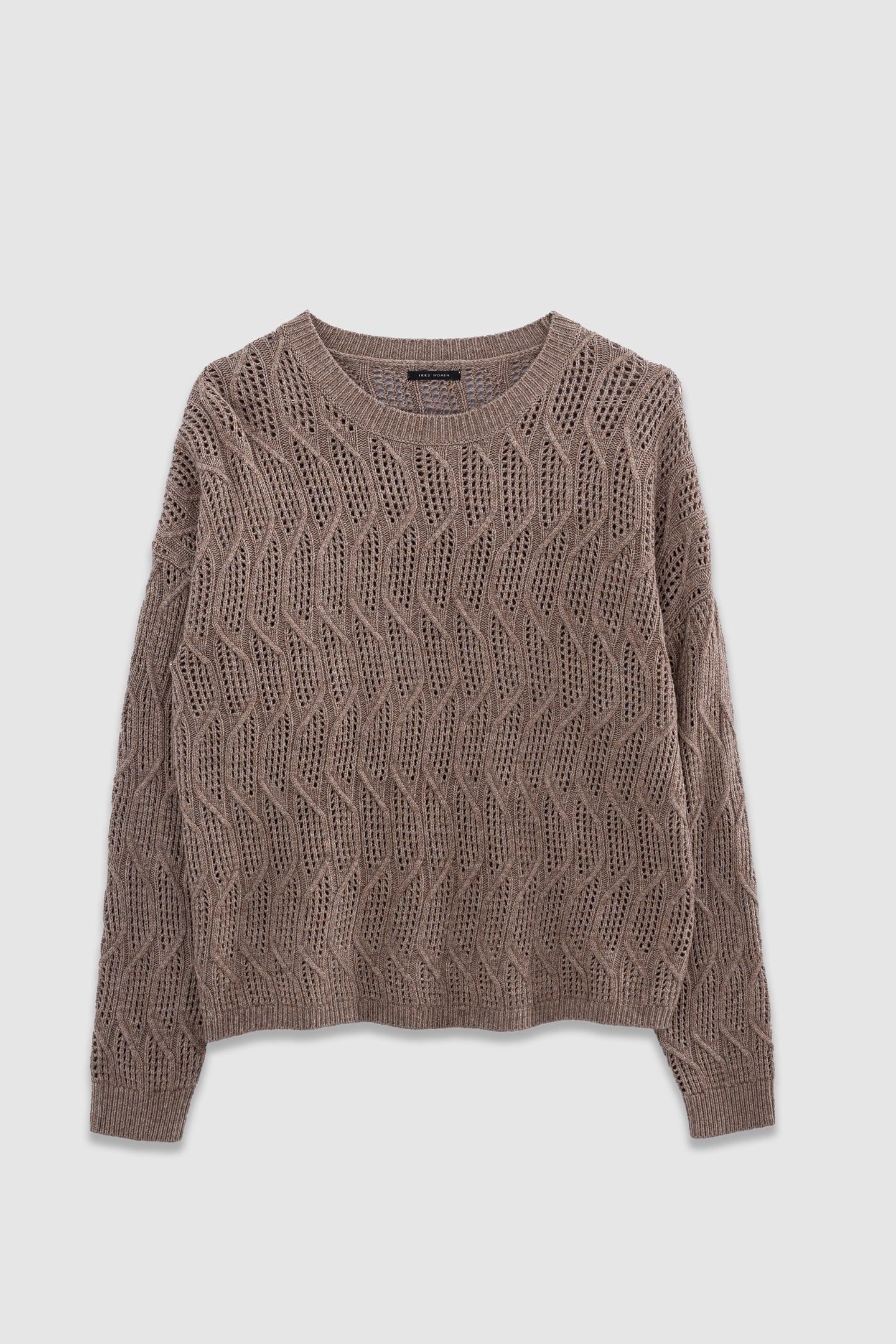 BEIGE DECORATIVE OPENWORK KNIT SWEATER 4