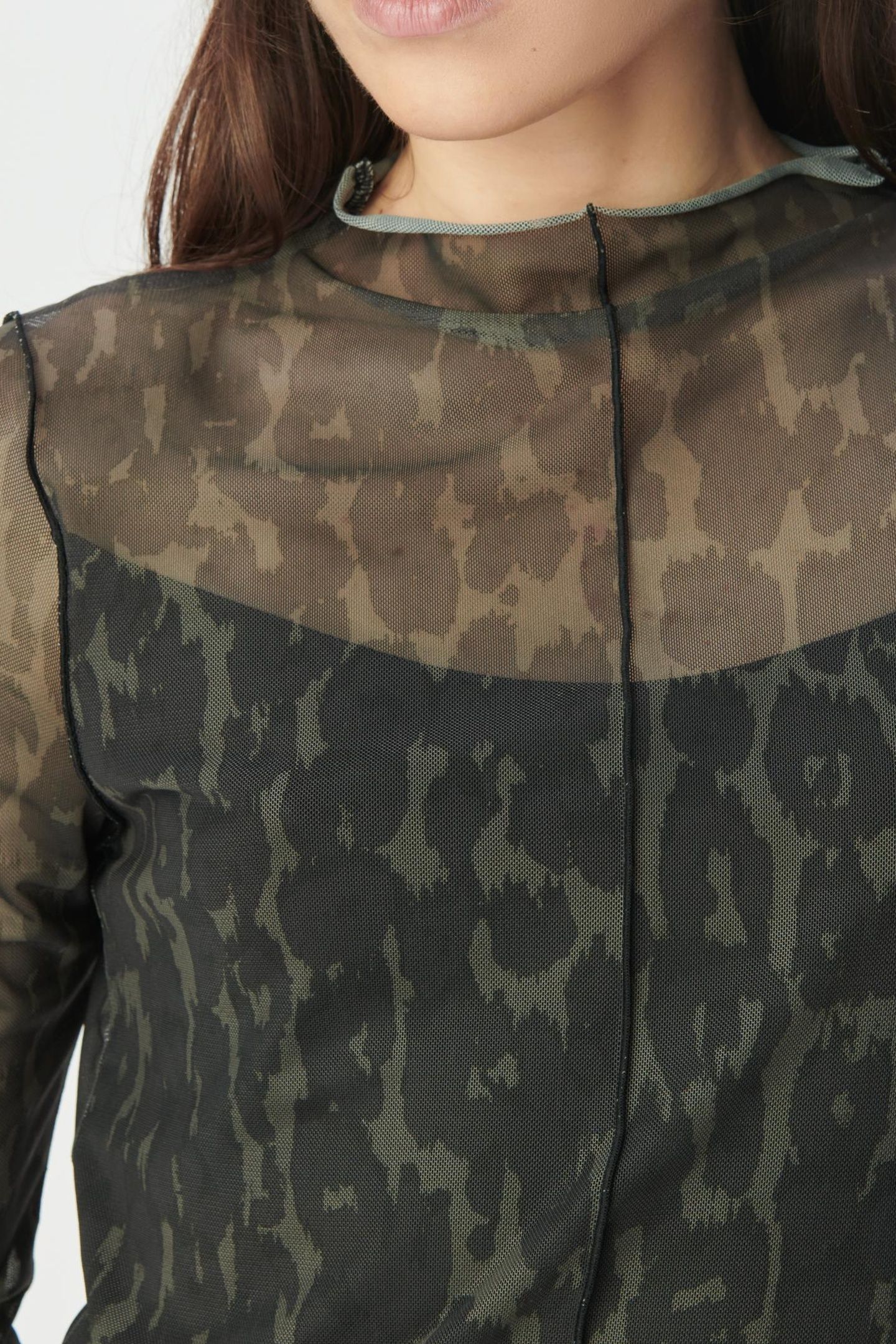 KHAKI MESH T-SHIRT WITH LEOPARD PRINT 5