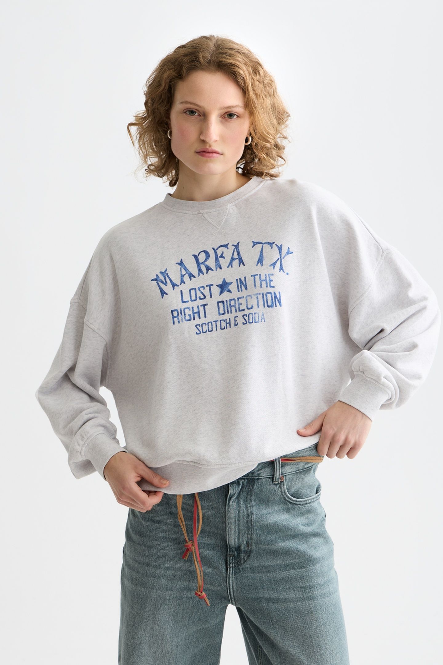 DENIM GRAPHIC OVERSIZED FIT SWEATSHIRT GREY MELANGE 1