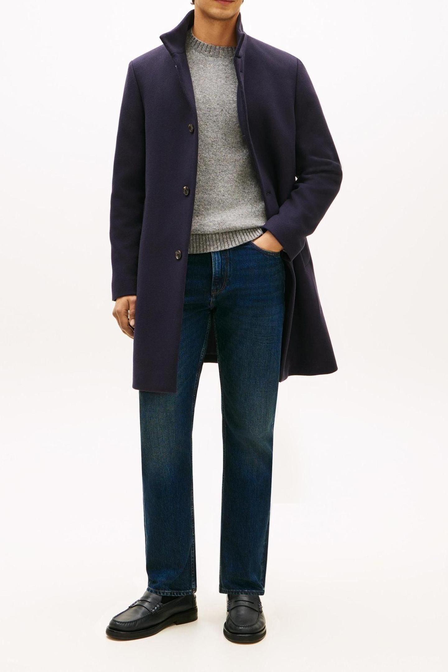NY WOOL STAND COLLAR NAVY BLUE 1