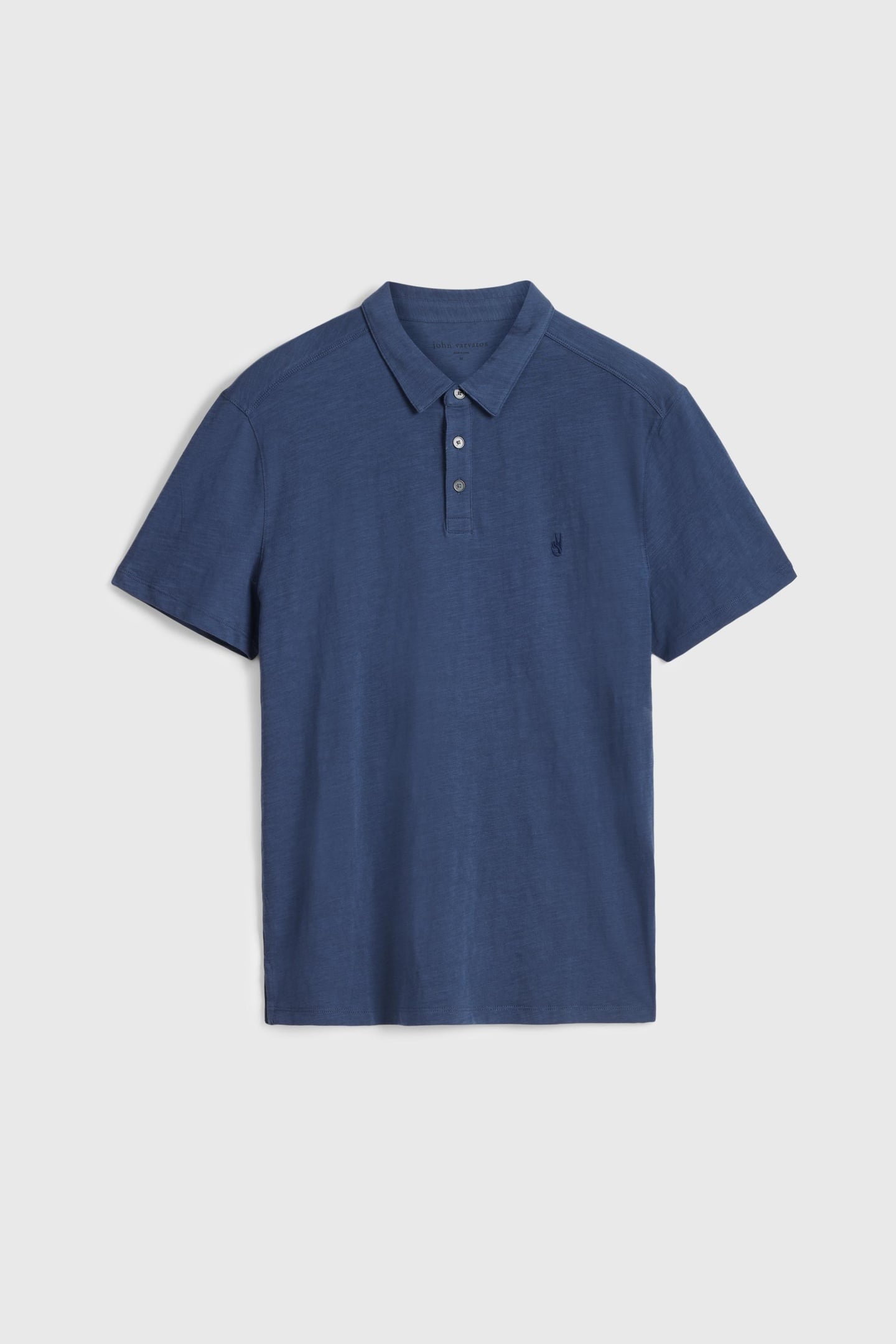 VICTOR SS SLUB COTTON POLO W PEACE SIGN EMBROIDERY OILED BLU 2