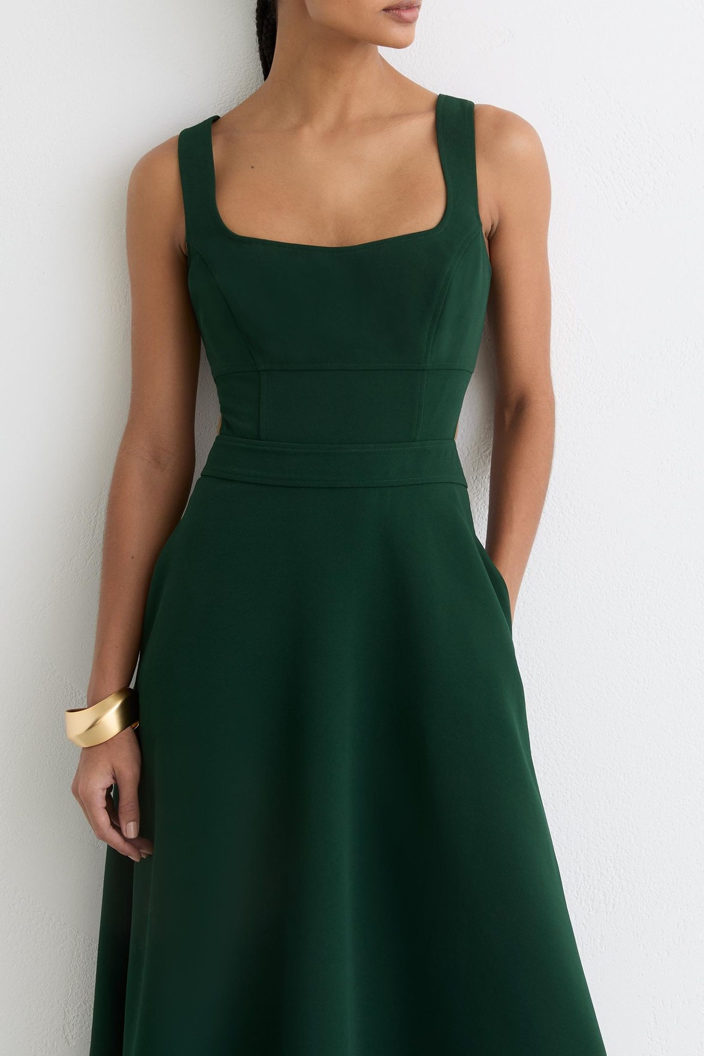 WAISTED MIDI DRESS GREEN 6