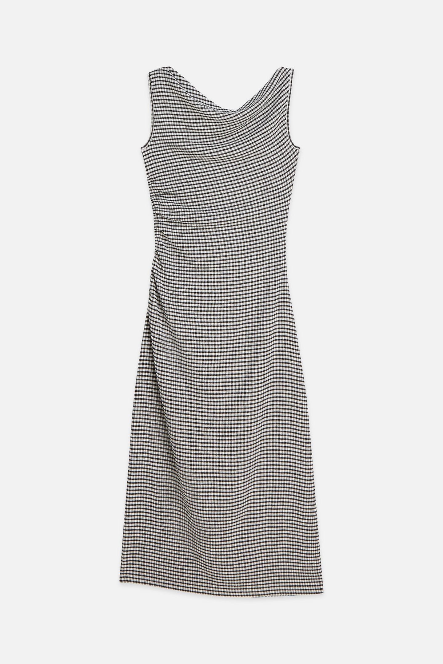 STRUCTURED GINGHAM DRAPEY MIDI DRESS METEORITE 5