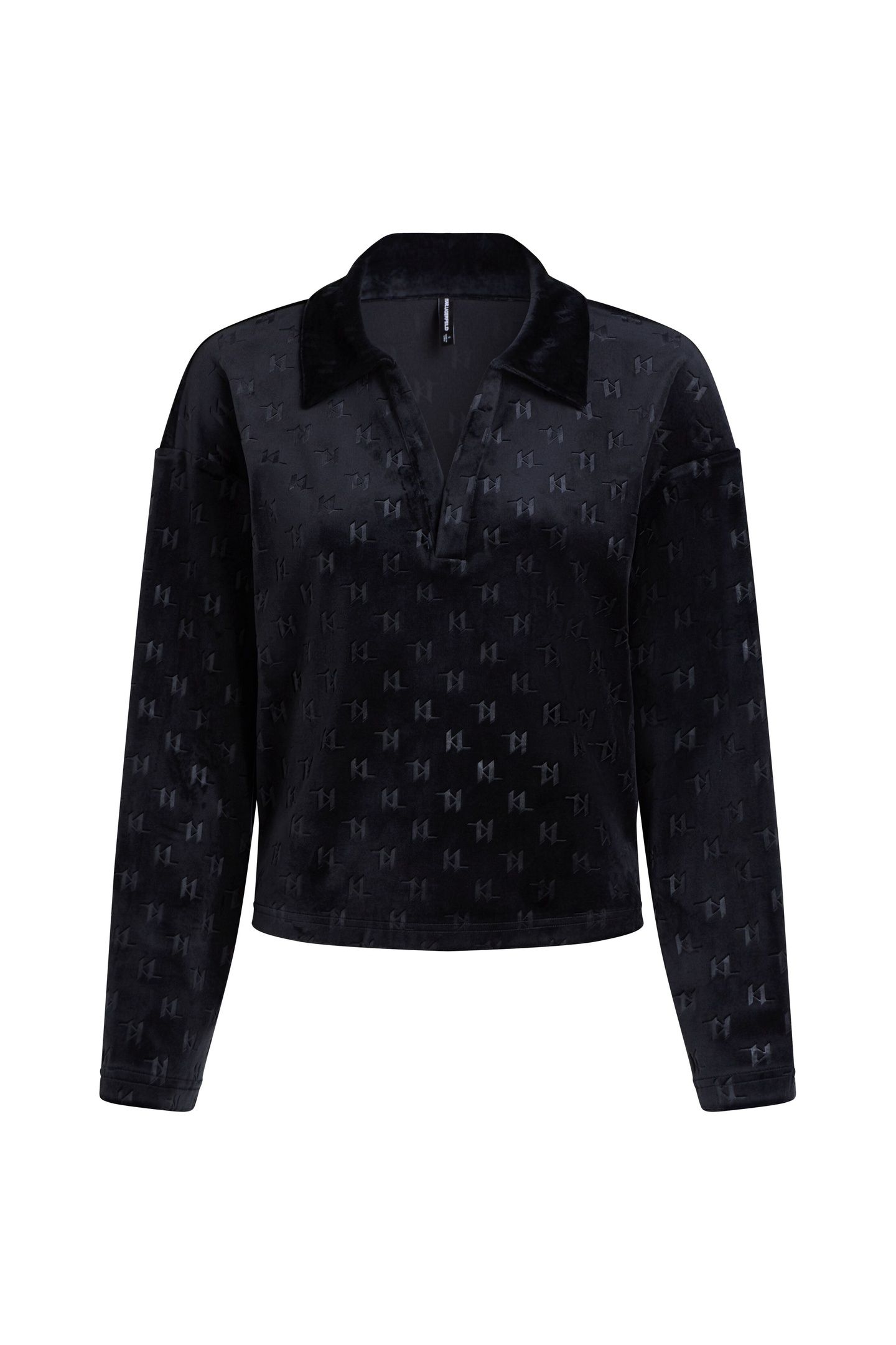 MONOGRAM VELOUR POLO LS TOP BLACK 4